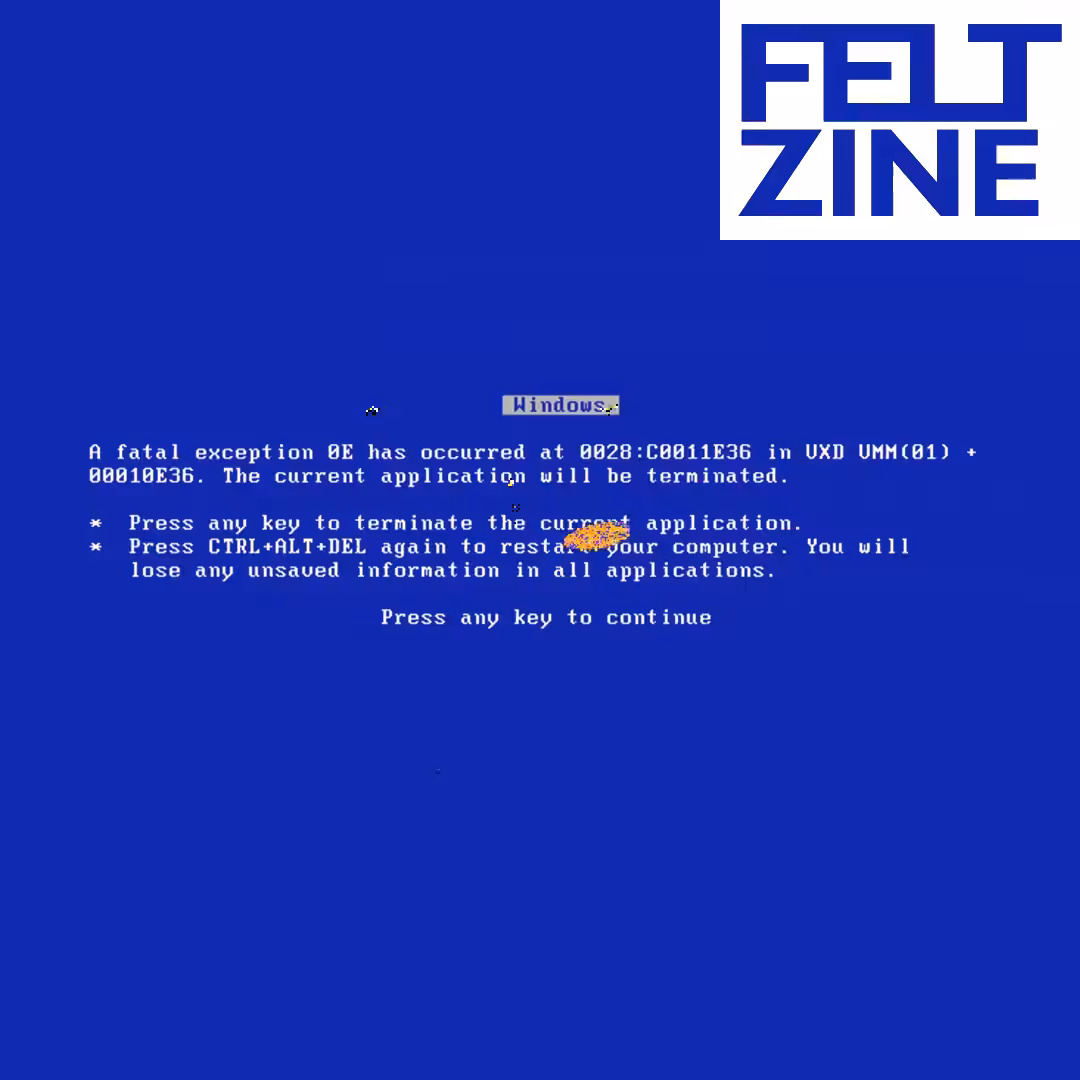 Canvas #480: blue screen. — error. — flowers. — white box logo. — dreamscape