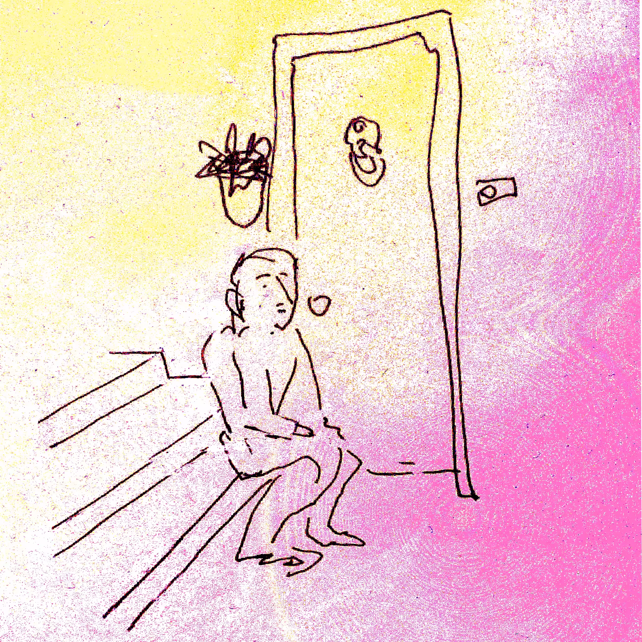 the moment when a forty-year-old man living with his mother forgets to take his key and waits for his mother