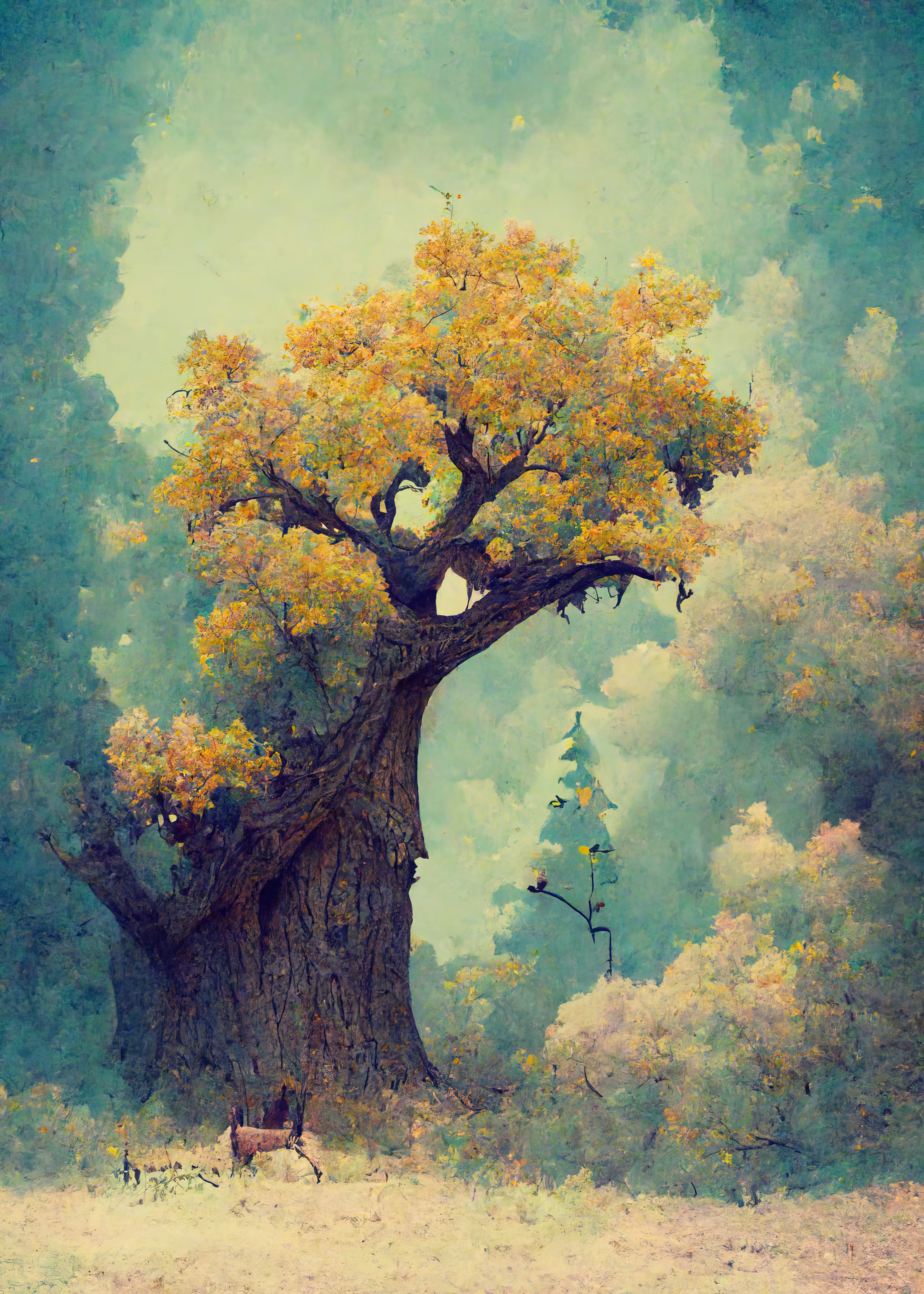 Donkey and tree