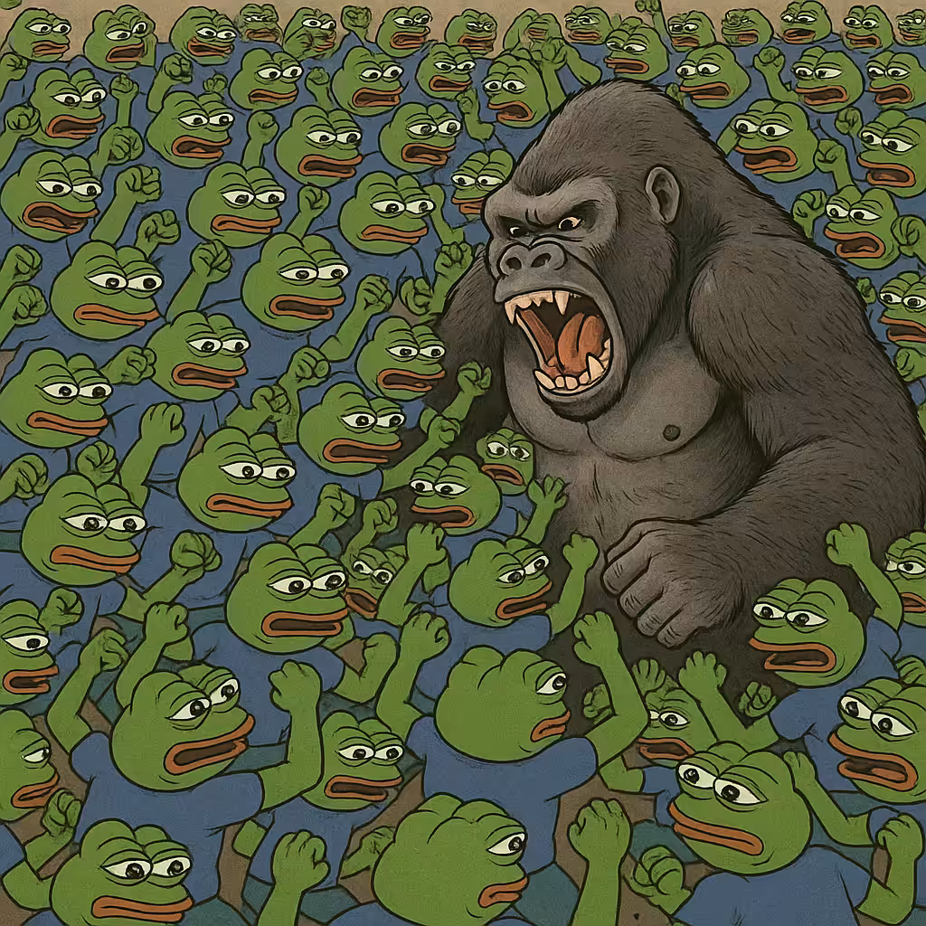 100 Frogs vs 1 Gorilla
