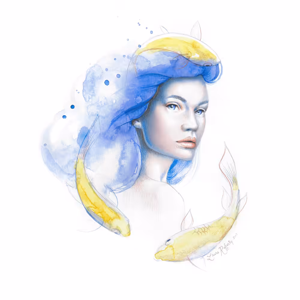 Coy Koi Mermaid Daily Doodle