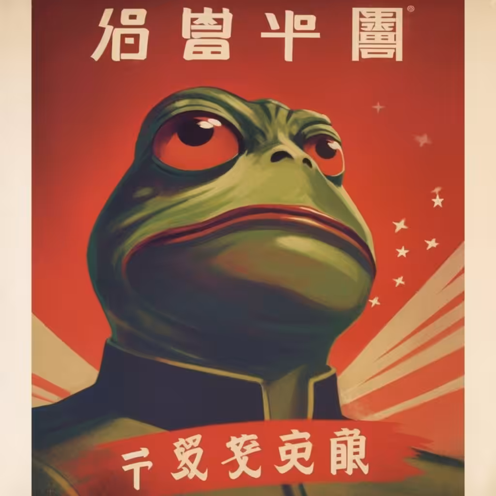 NOW BANNED FROM ALGORITHM SEARCH OF 60S CHINESE PROPAGANDA PEPE 