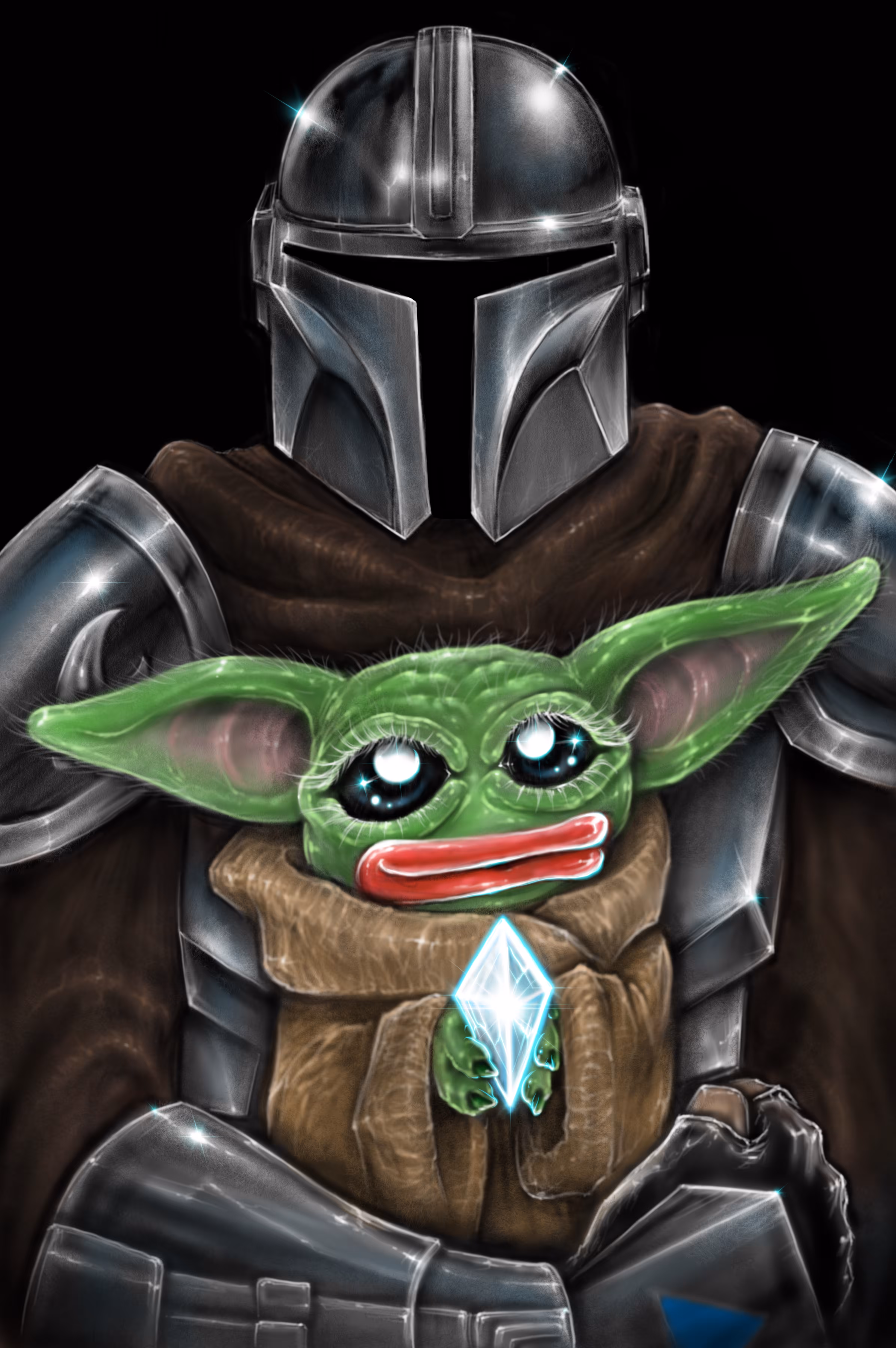 Pepe Baby Yoda and Mandalorian