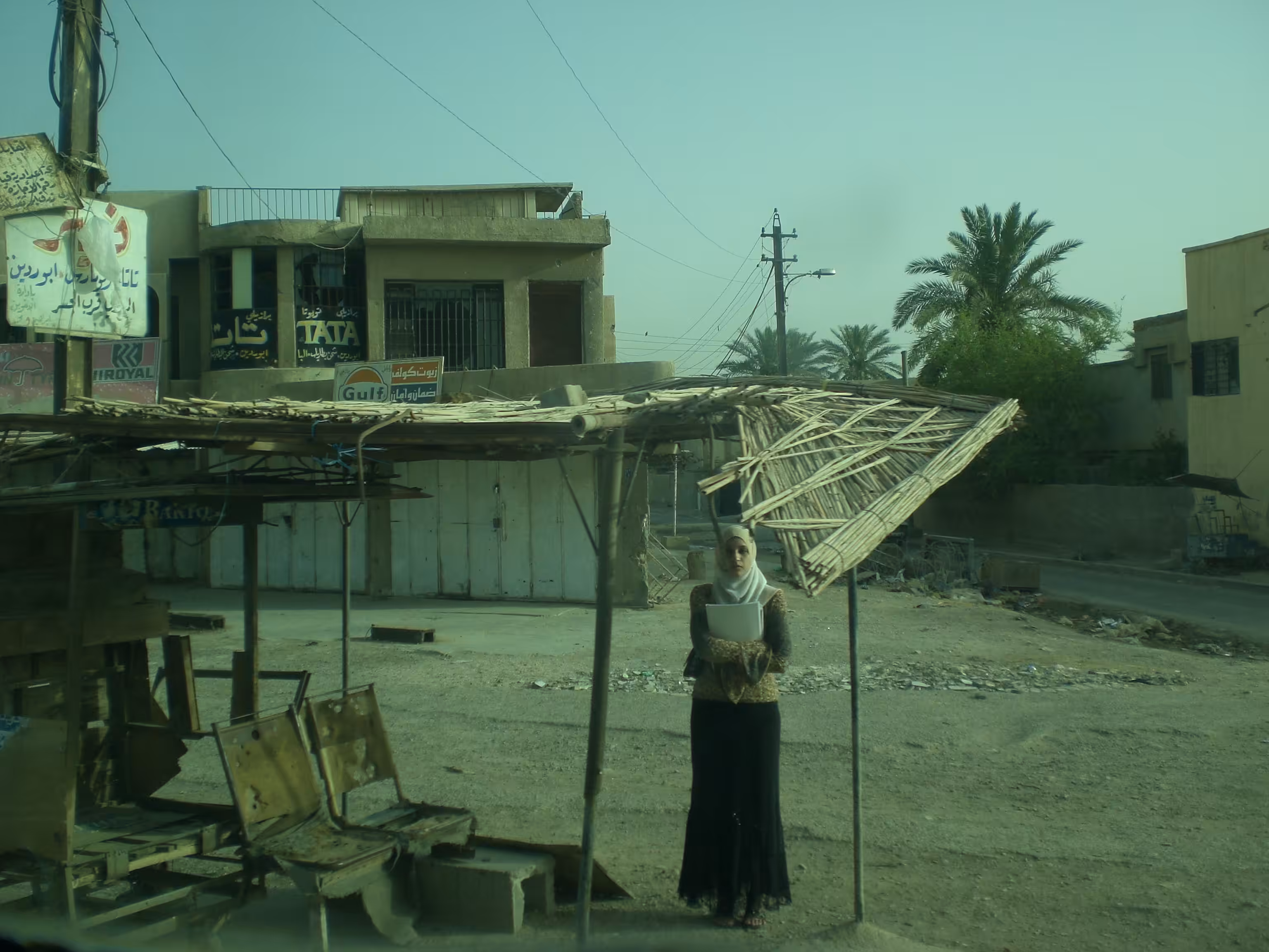 woman at bus stop