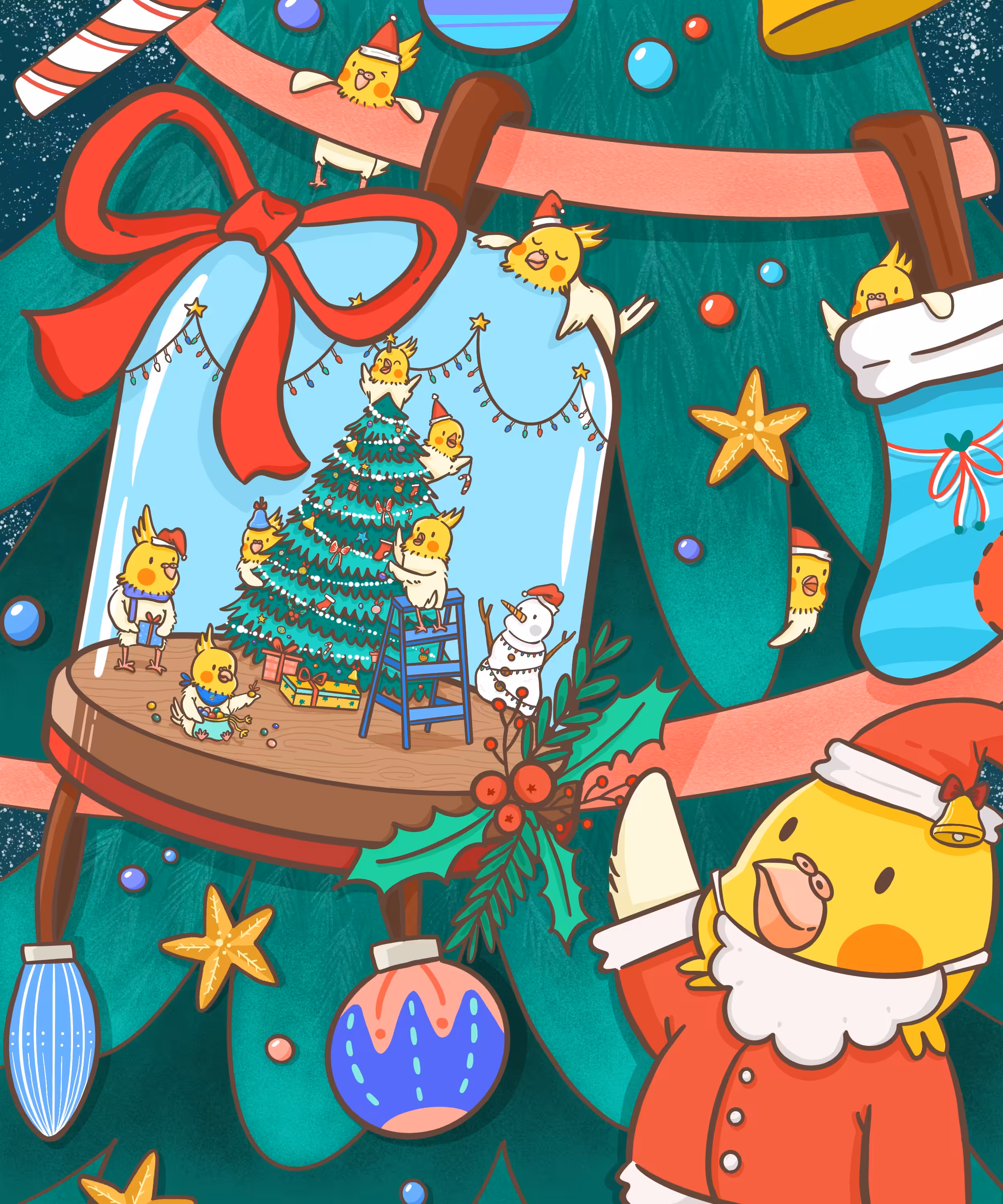 Birdies and the christmas tree
