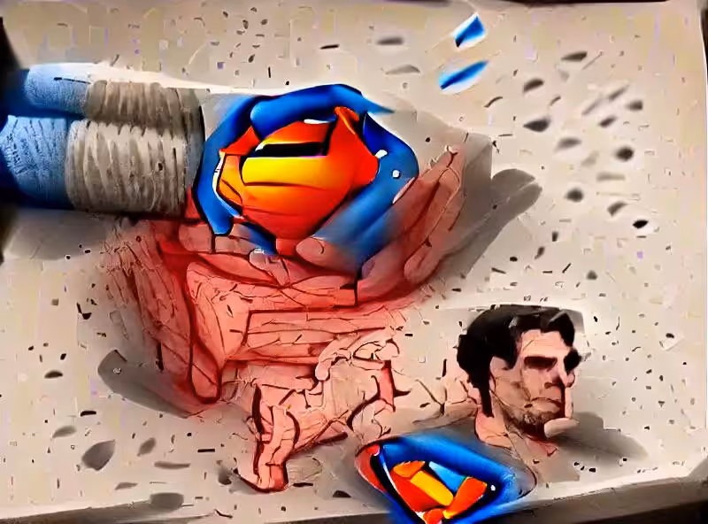 Abraham's First Works: superman taking a brutal shit