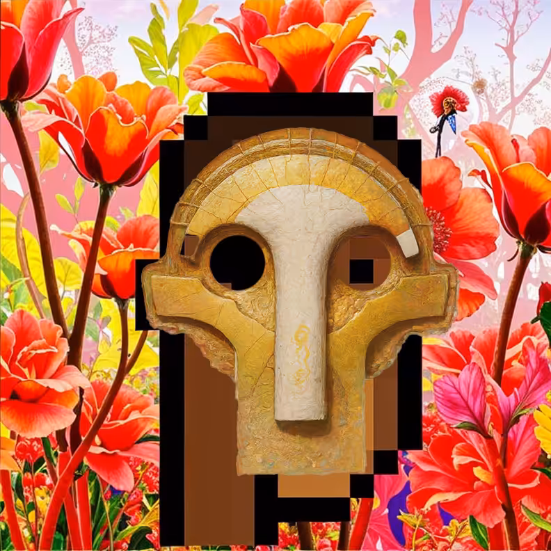 Cavelight -- (CryptoPunks V1 #9218 x fLOWers by MLow x Sam Spratt Masks of Luci #377)