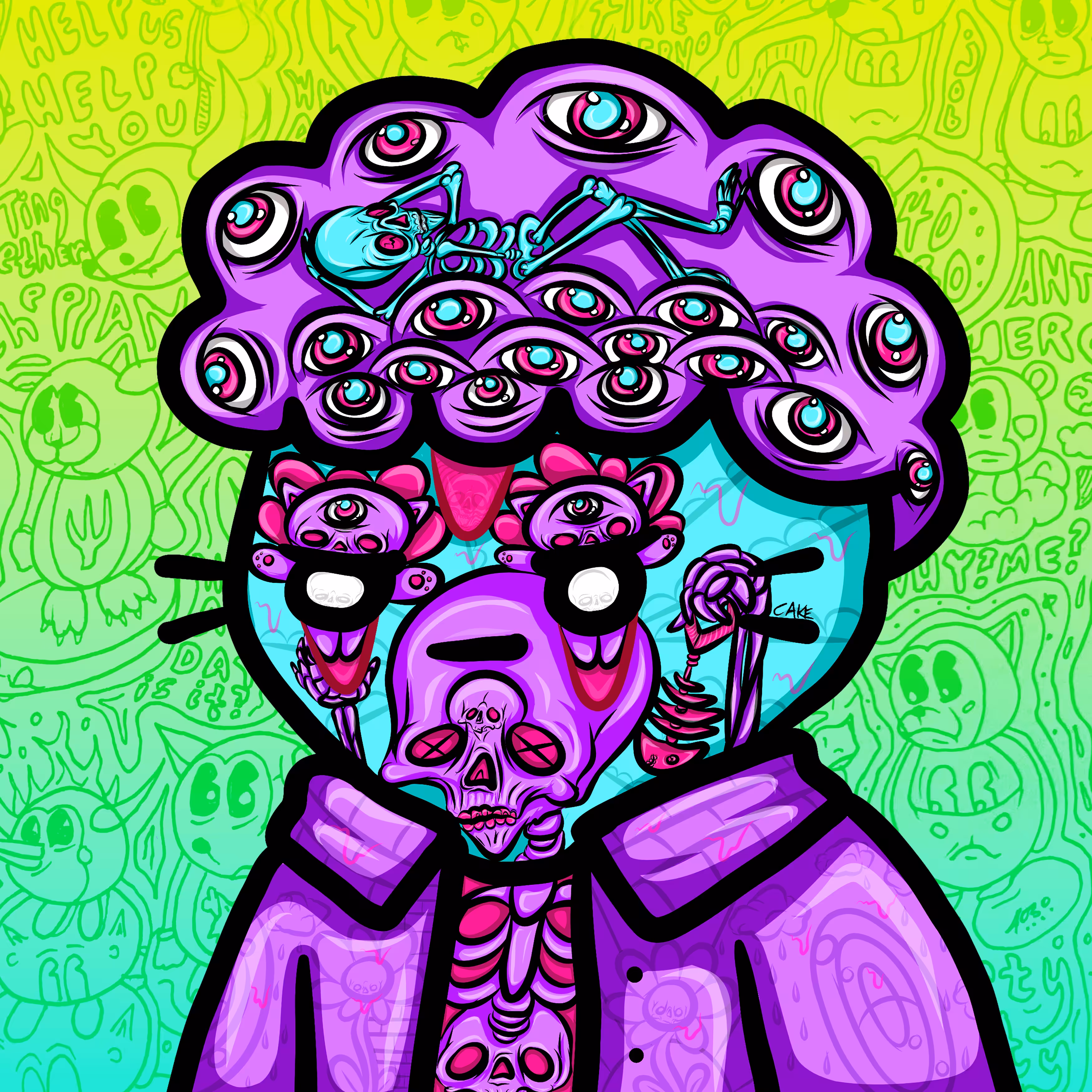 Cake'd Cool Cat #5402 - Psychedelic Graveyard
