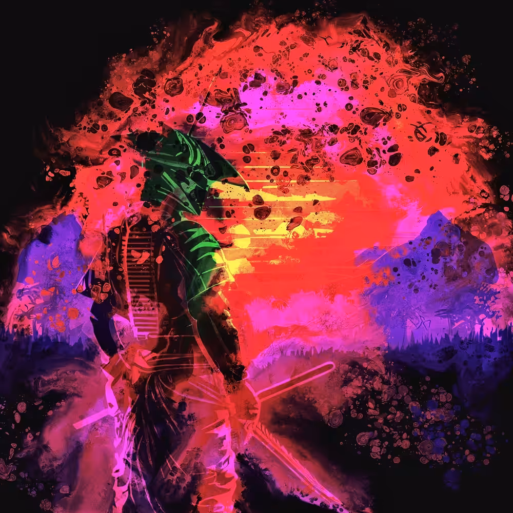 Samurai and Rising Sun in Summer, Colors of the season.