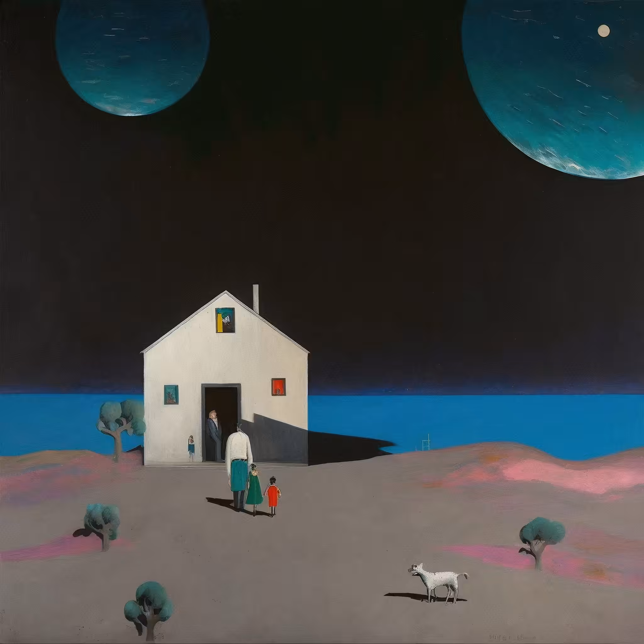 white dog/moon