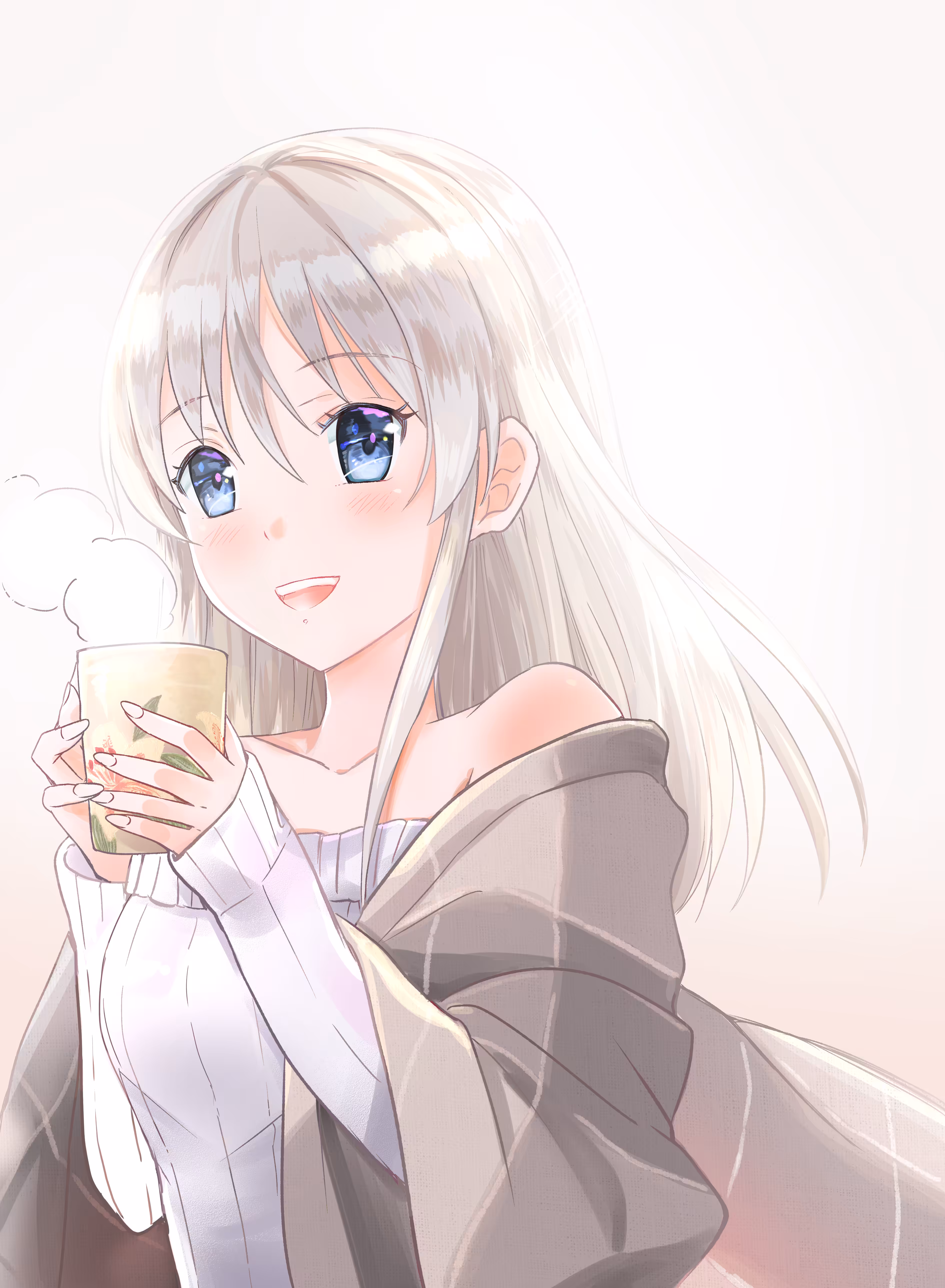 Girl drinking mulled wine in winter night