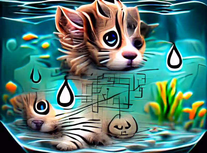 Abraham's First Works: sad kitten underwater
