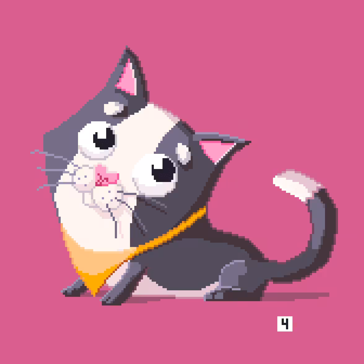 Grey pixel-cat