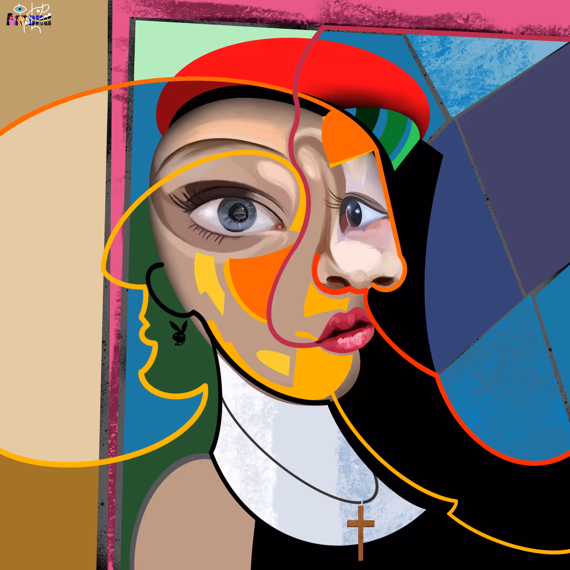 Talisman #5 The nun Portrait Cubism