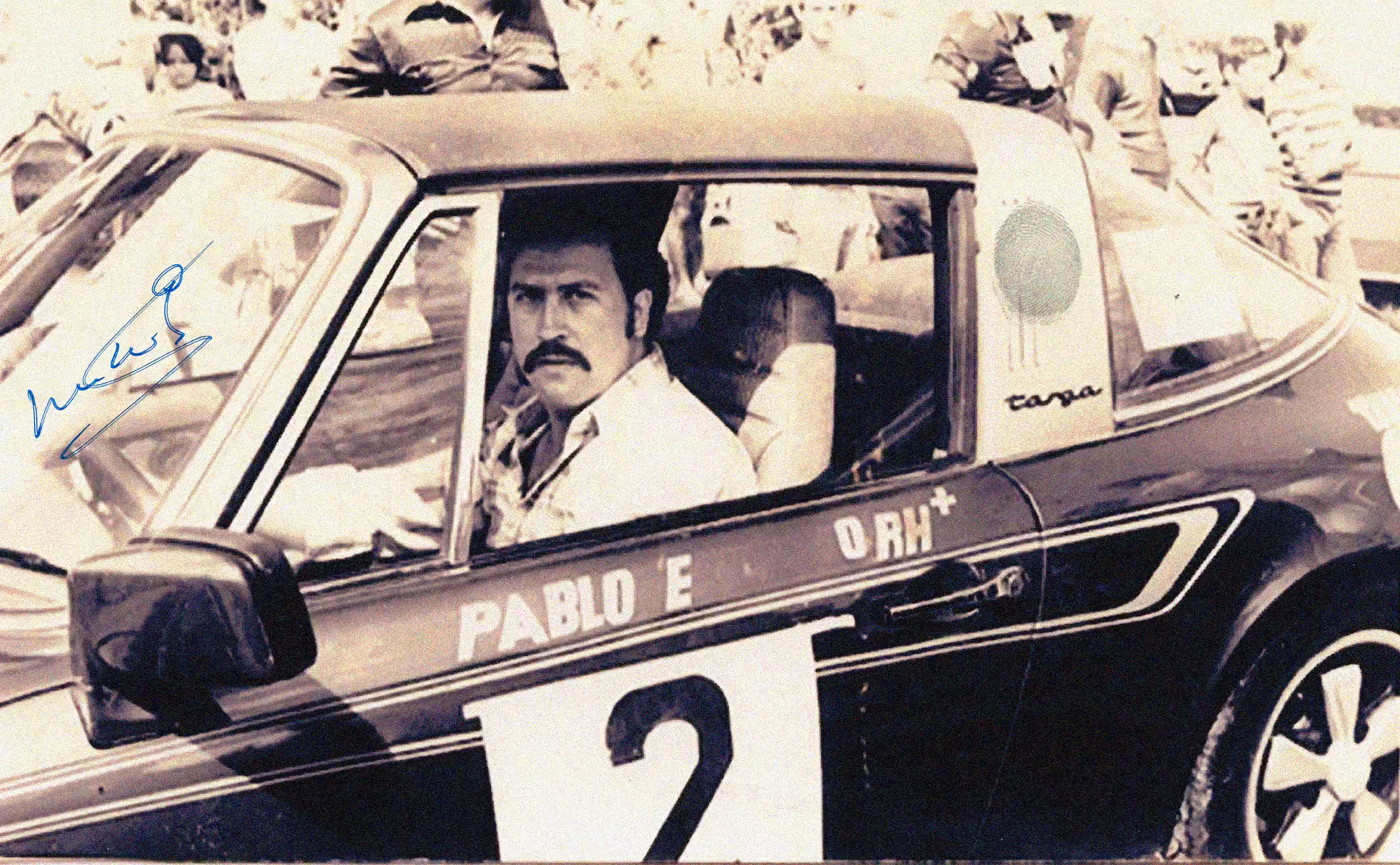 Pablo Escobar as a racecar driver