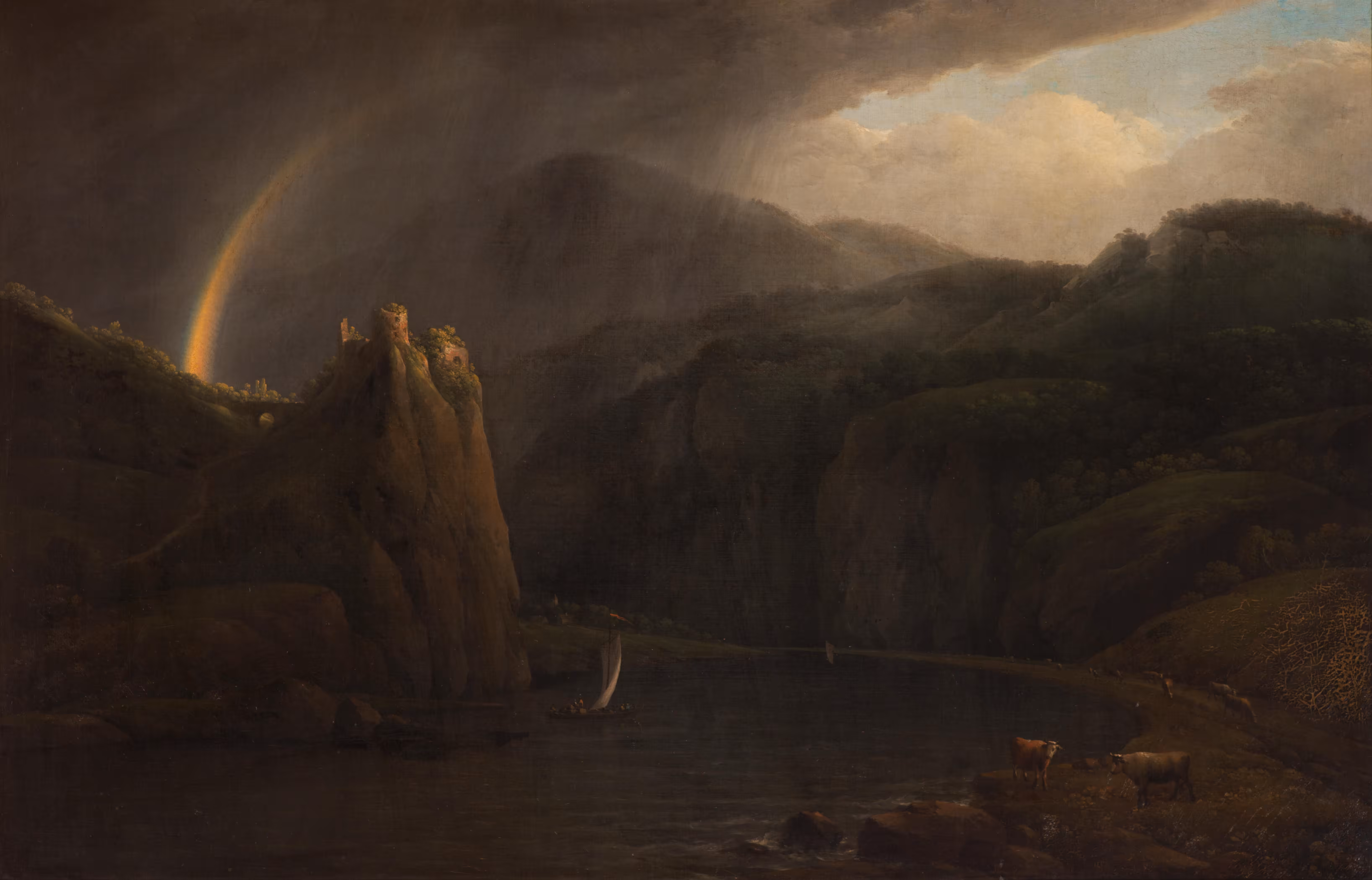 Proof of Patronage: A View of the Castle of Střekov in a Rainstorm with a Rainbow