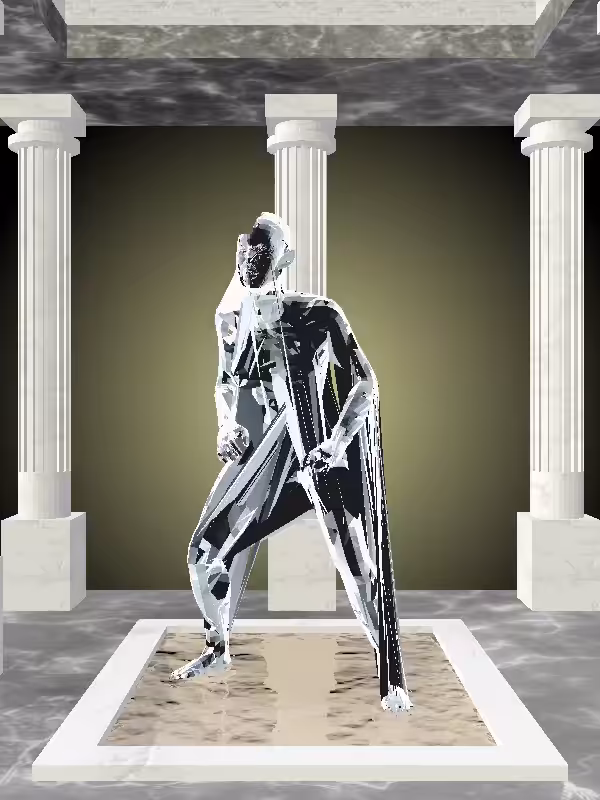 HeavenComputer: The Fragmented Kicking Luminescent Chrome Woman #6036