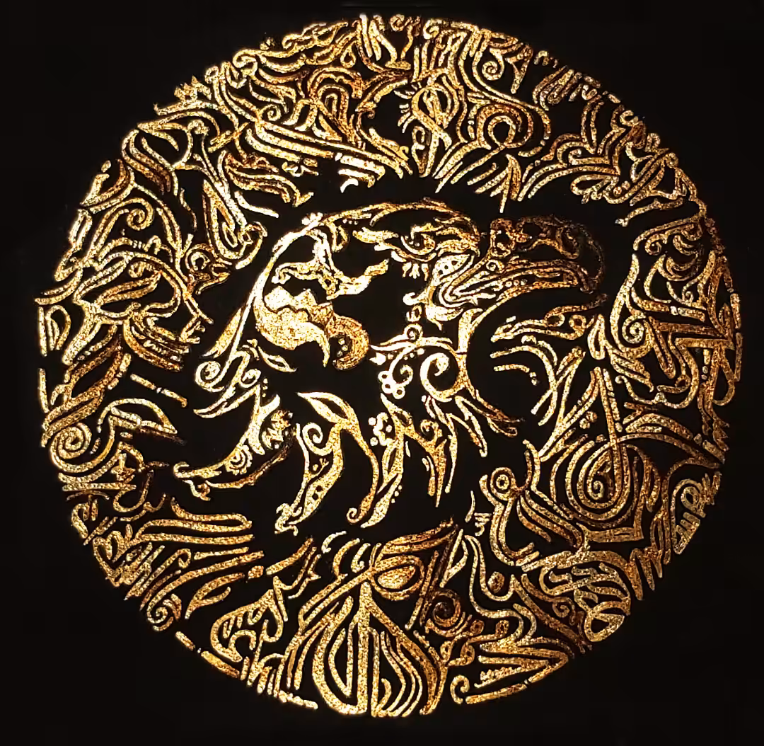 gold sheets on canvas