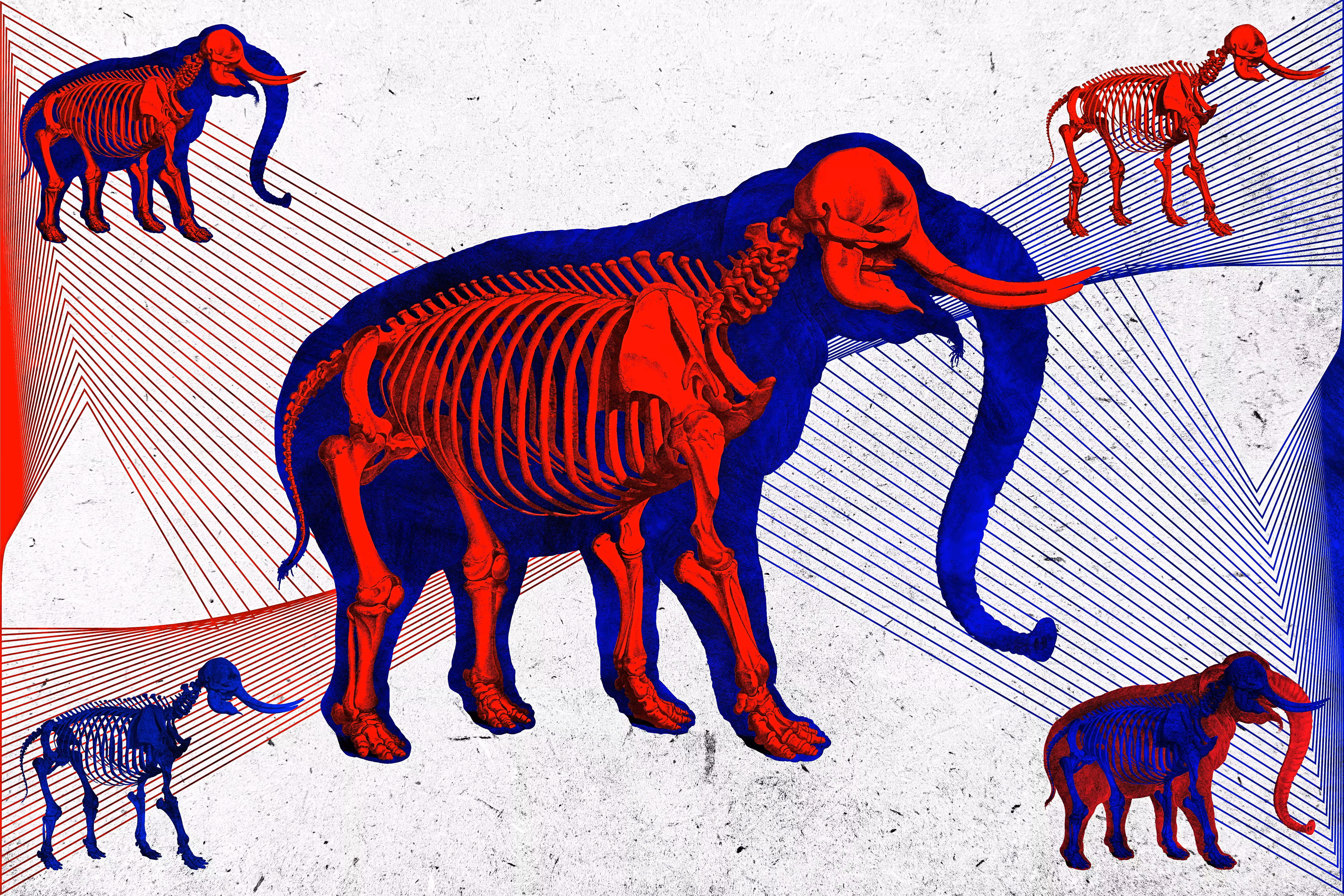 red & blue skelephant