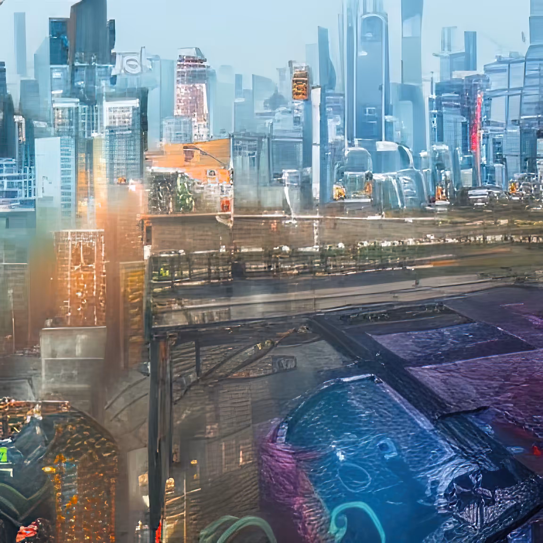 cyberpunk city panorama night 763743094