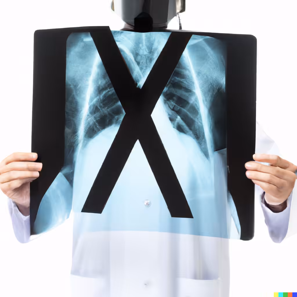Letter X examined with X-ray by a doctor