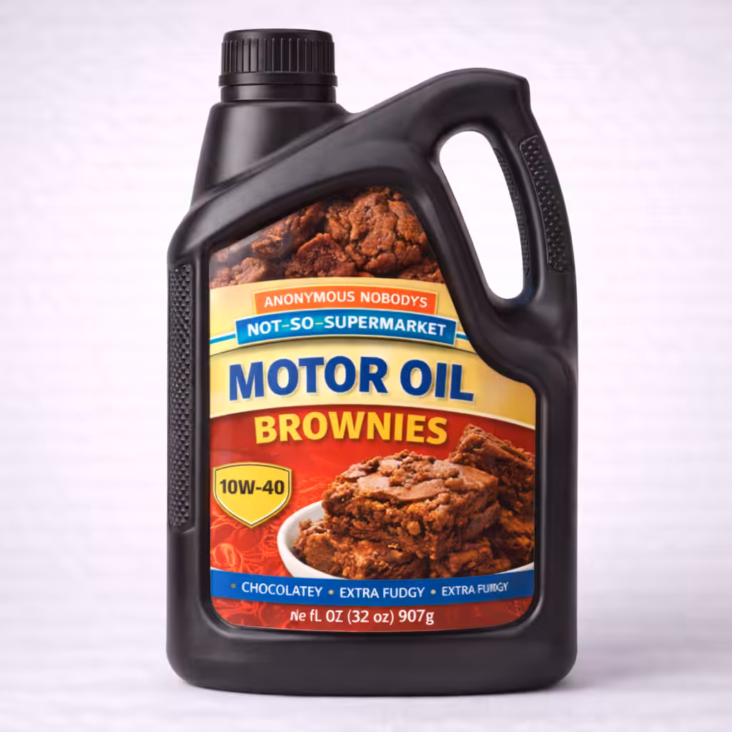 Anonymous Nobody’s Not-So-Supermarket: Motor Oil Brownies