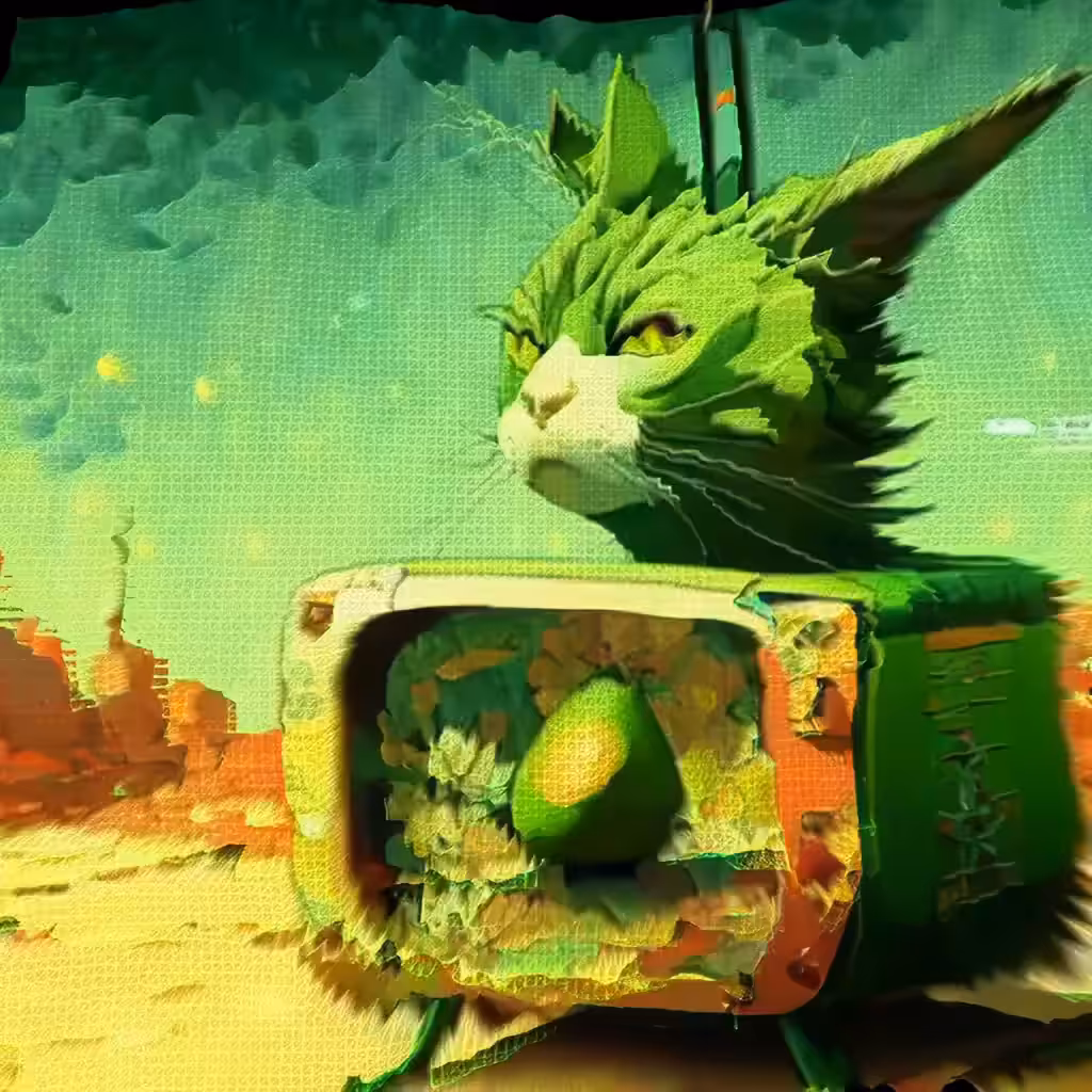Dreams of a stray cat about a juicy avocado
