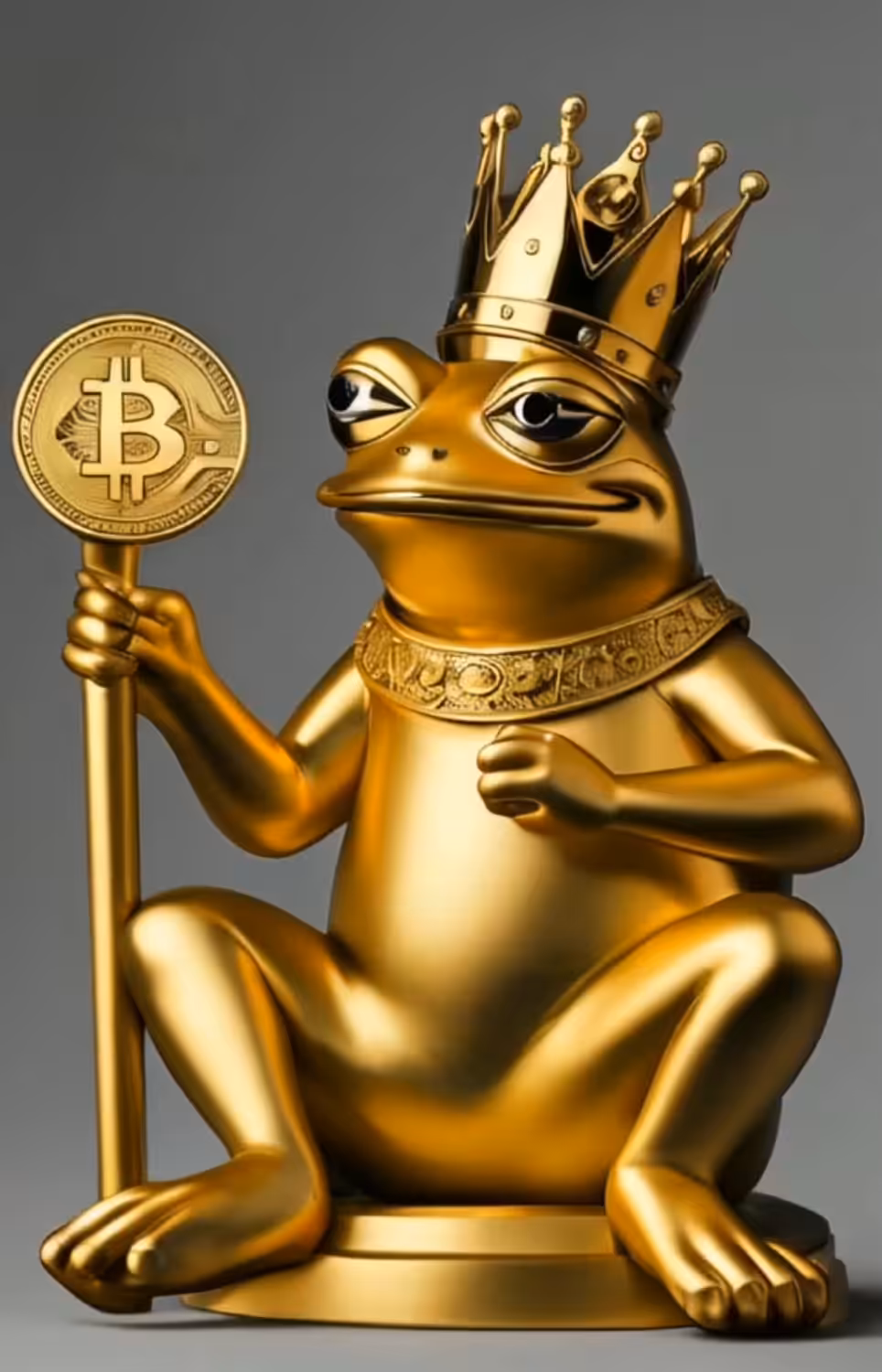 Pepe the Frog, the King of Bitcoin - Gold sculpture