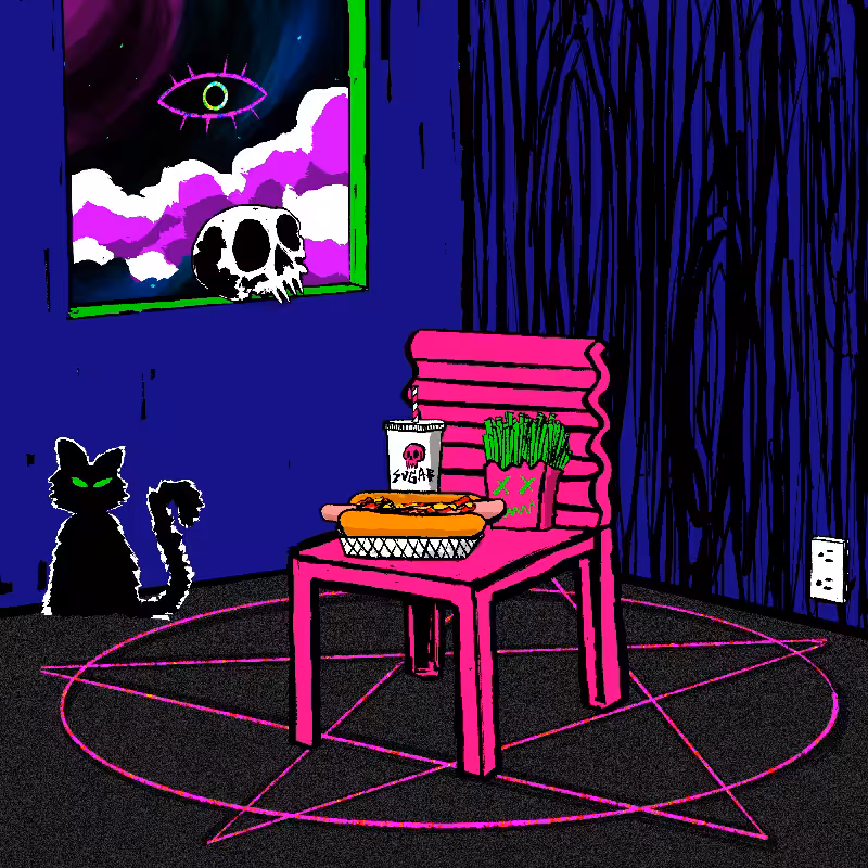pink chair in the blue room #97