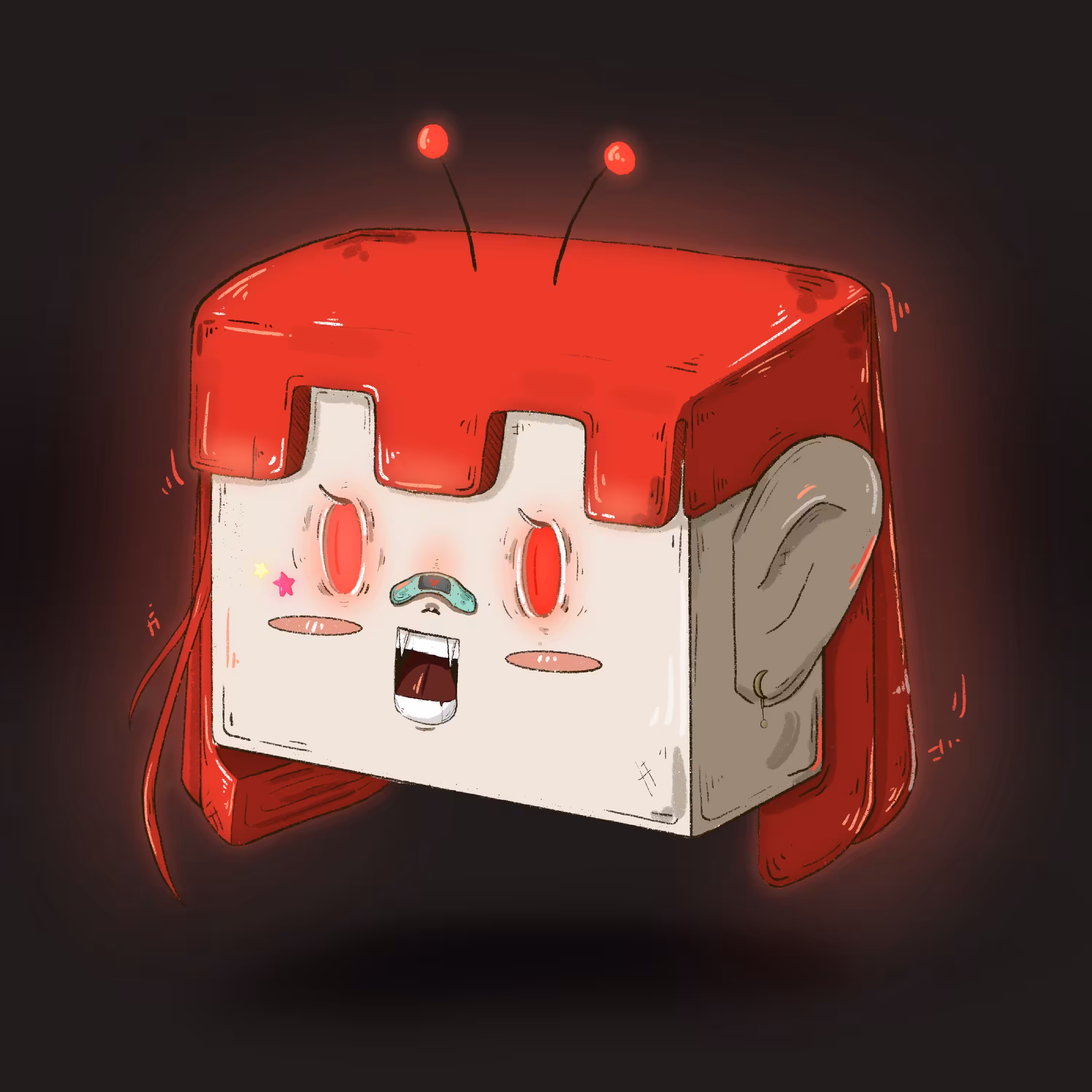 Red alien girl 008