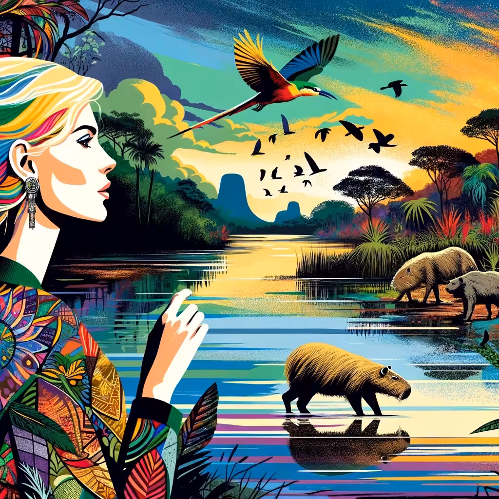 Woman and the Pets of Pantanal
