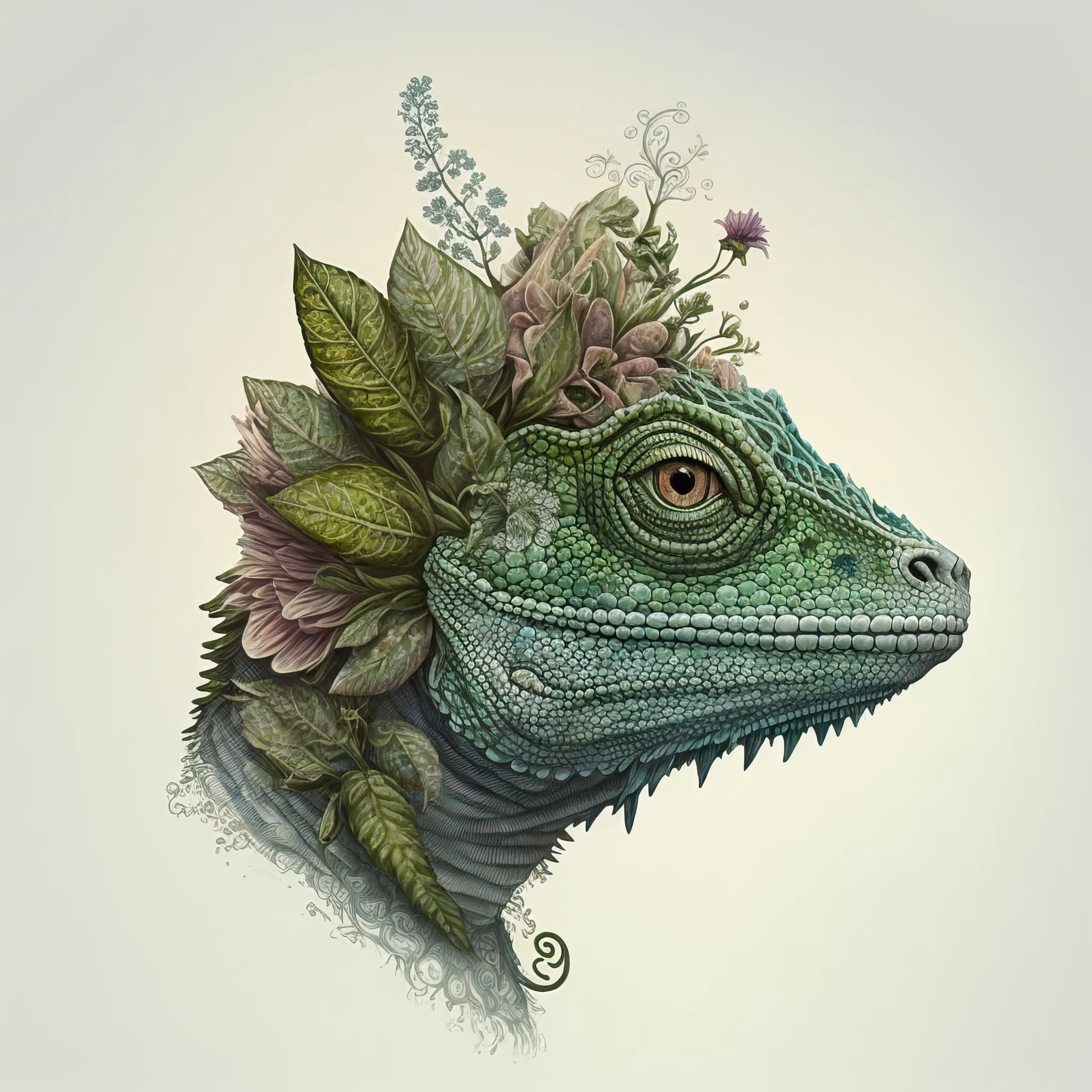Floral Crested Lizard