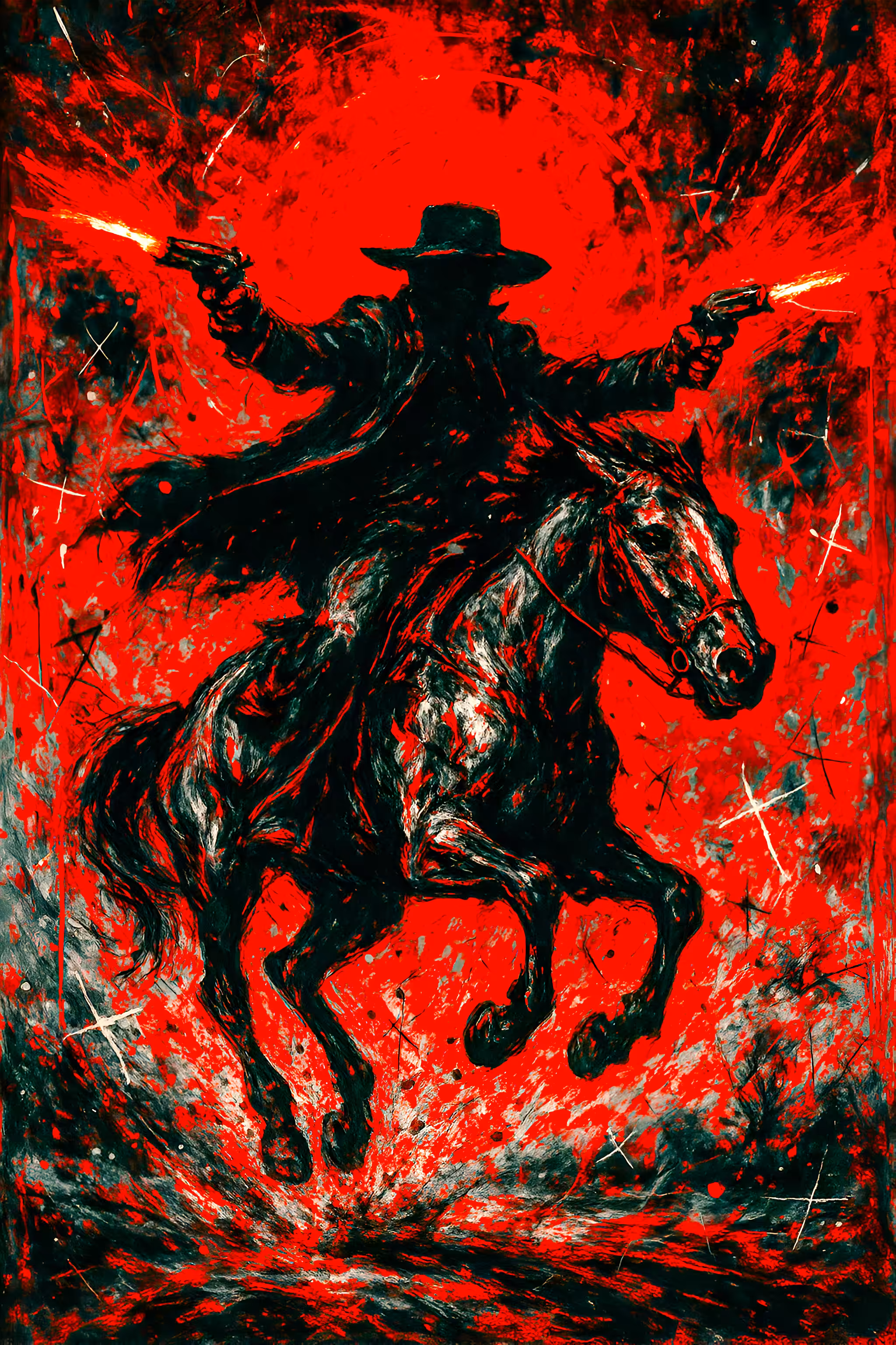The Faceless Rider in the Crimson Fire