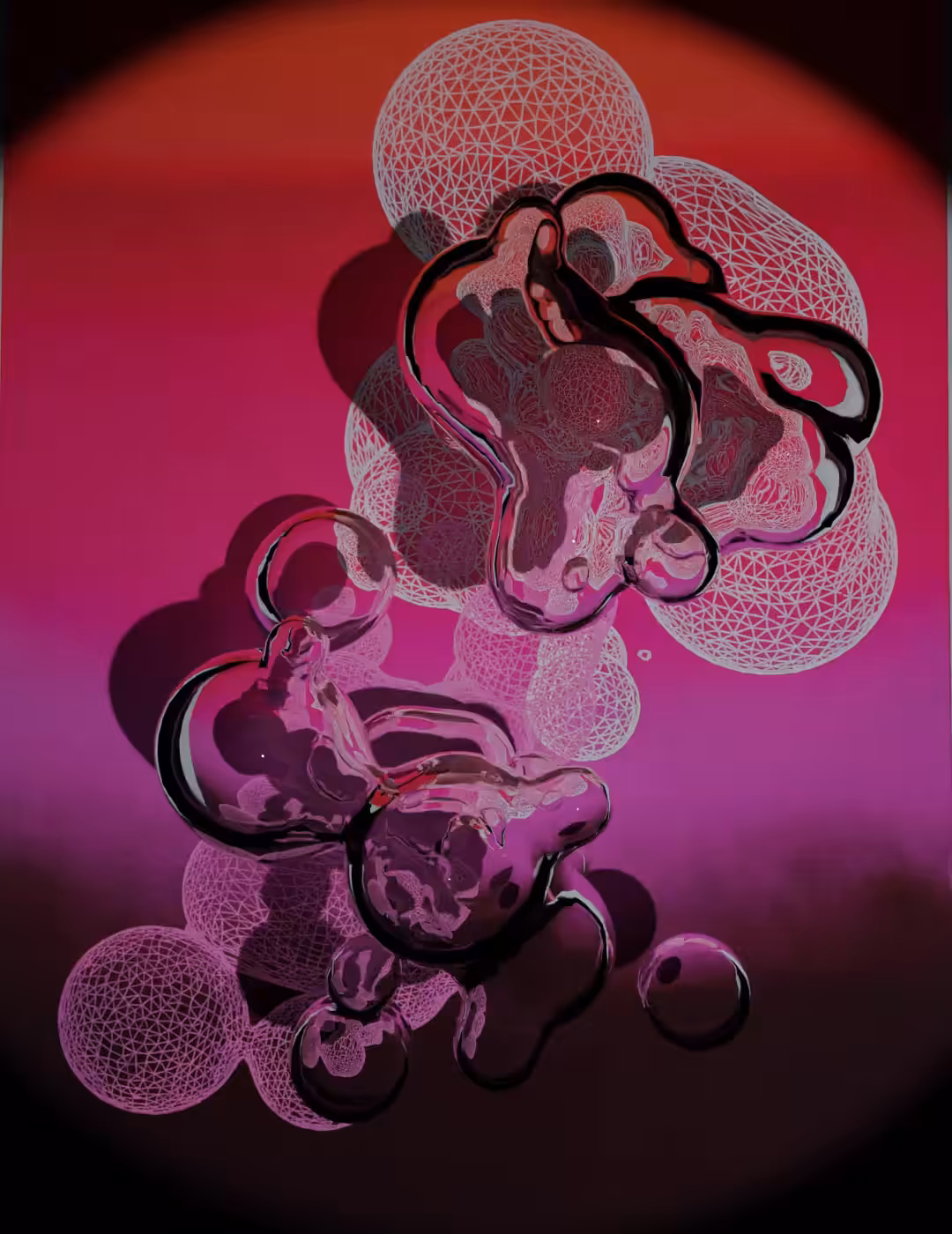 White And Pink Particles On Multicolour