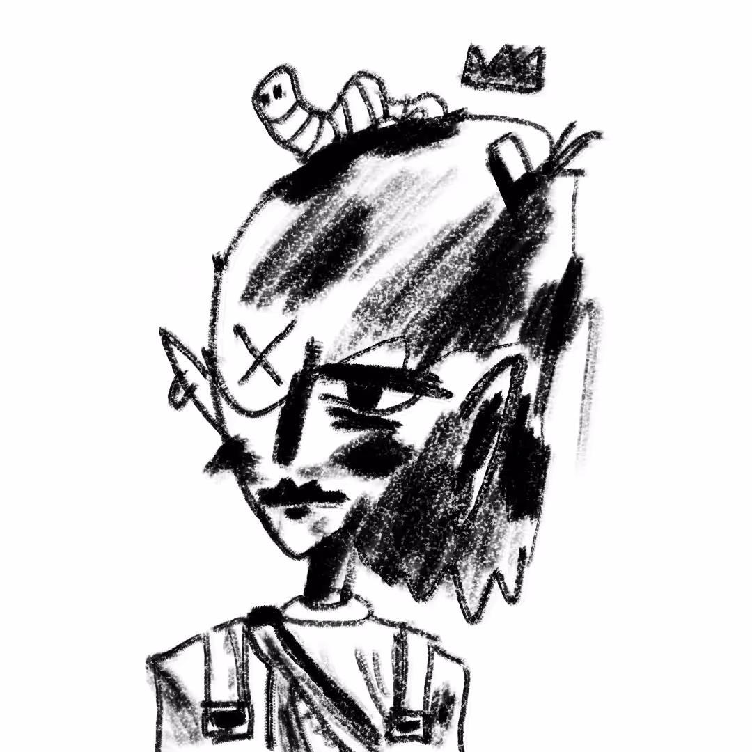 lady with worm on head