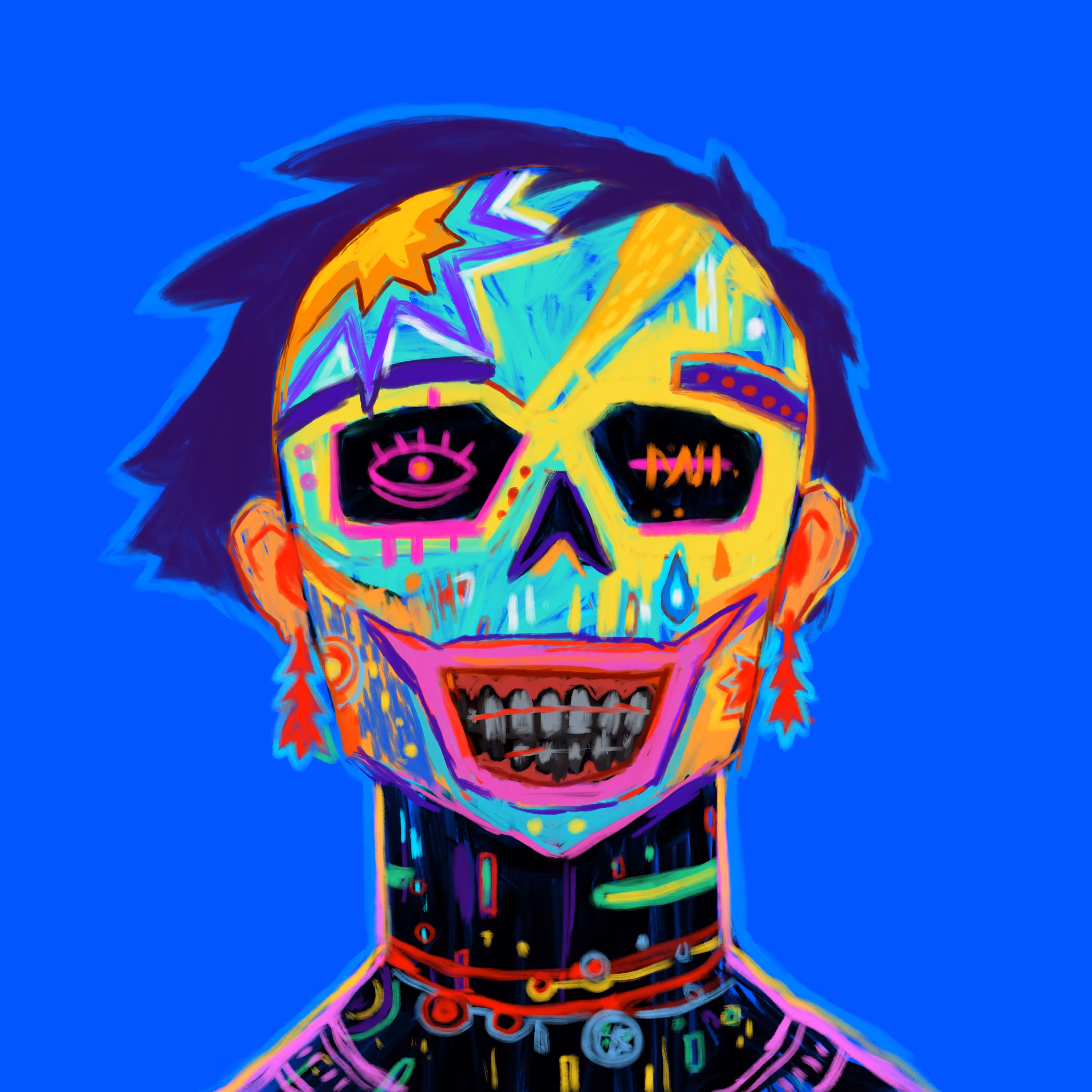 Multi Colored Skull Painting