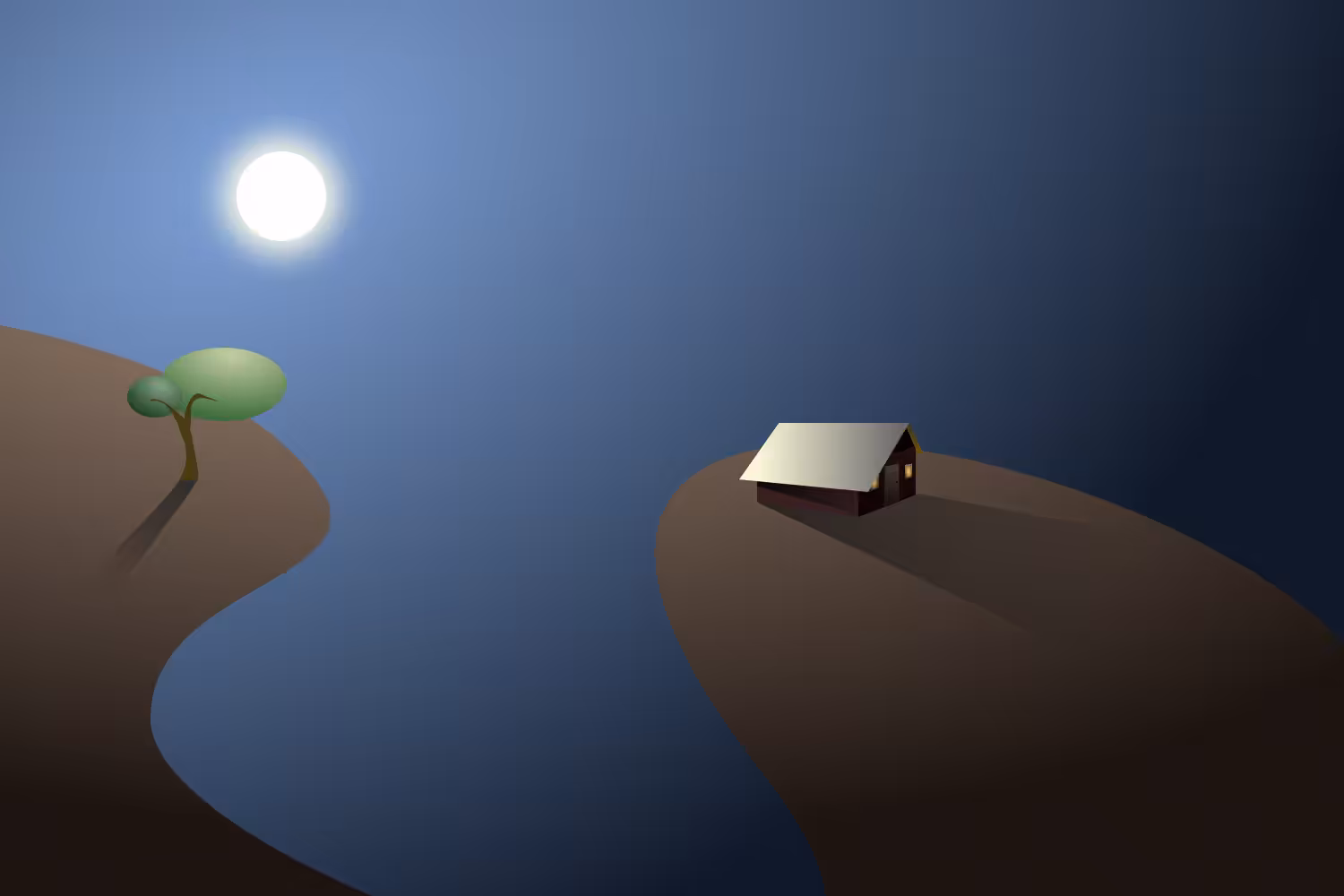 the moon above the hut