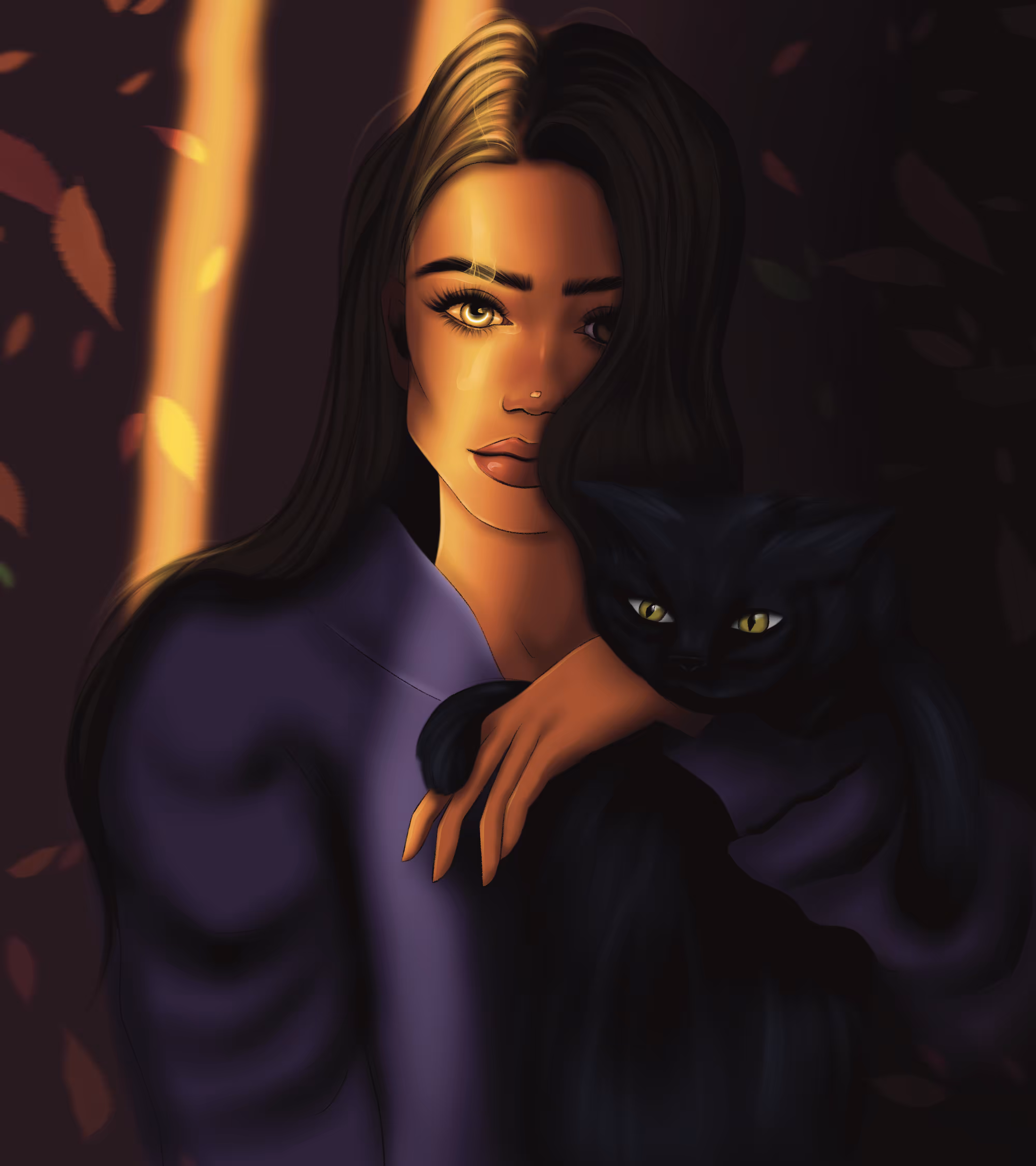 Cuddling with a cat