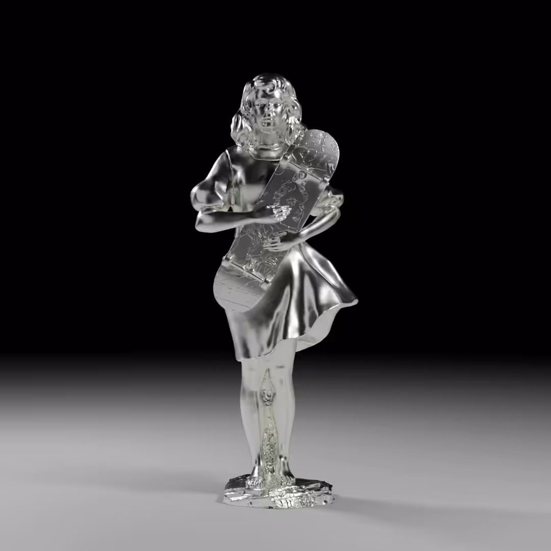 Silver Skateboard Girl