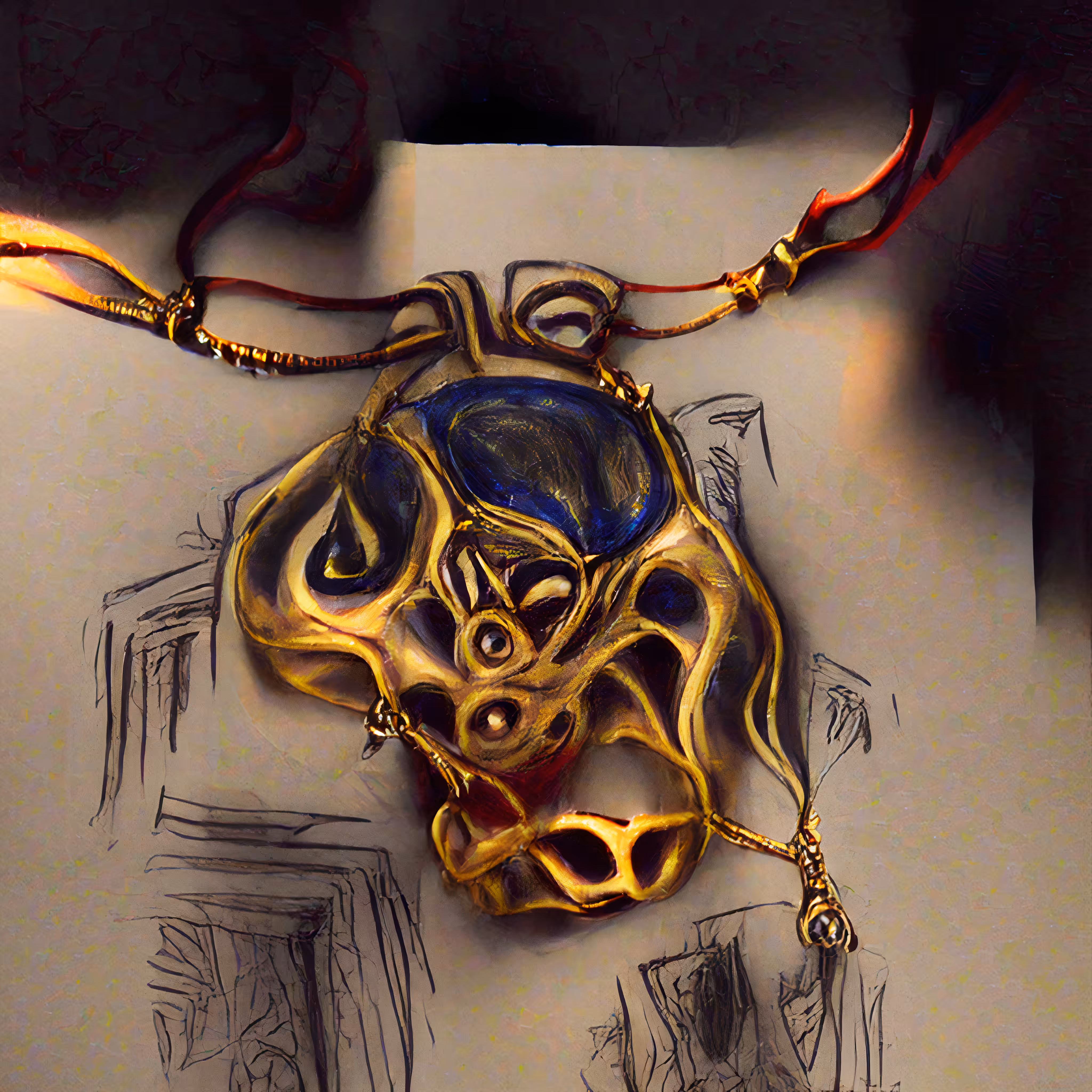 A sketching of golden amulet 