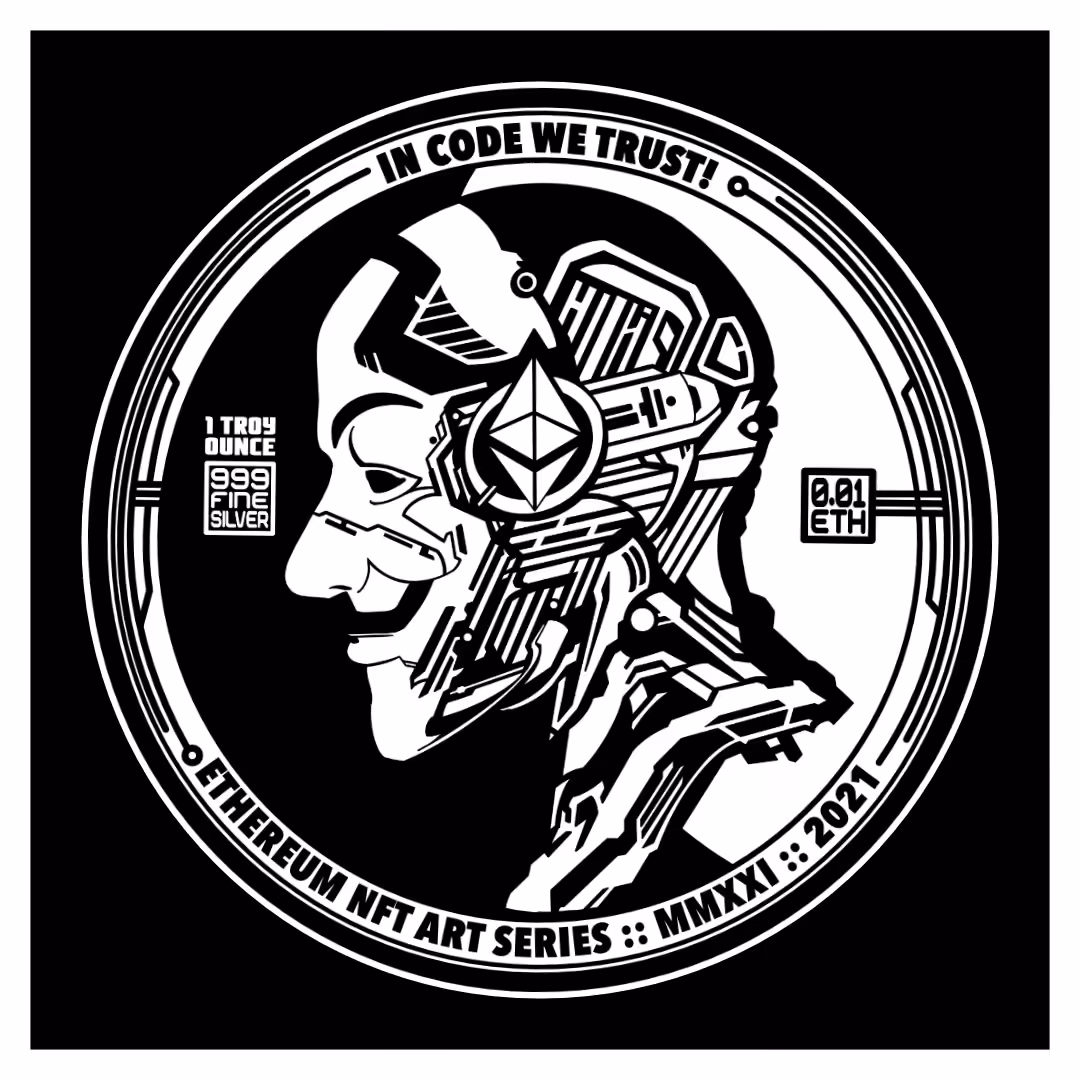 PR1MAL CYPHER & Cryptopimperator NFT ART 999 Silver Coin (unique edition)