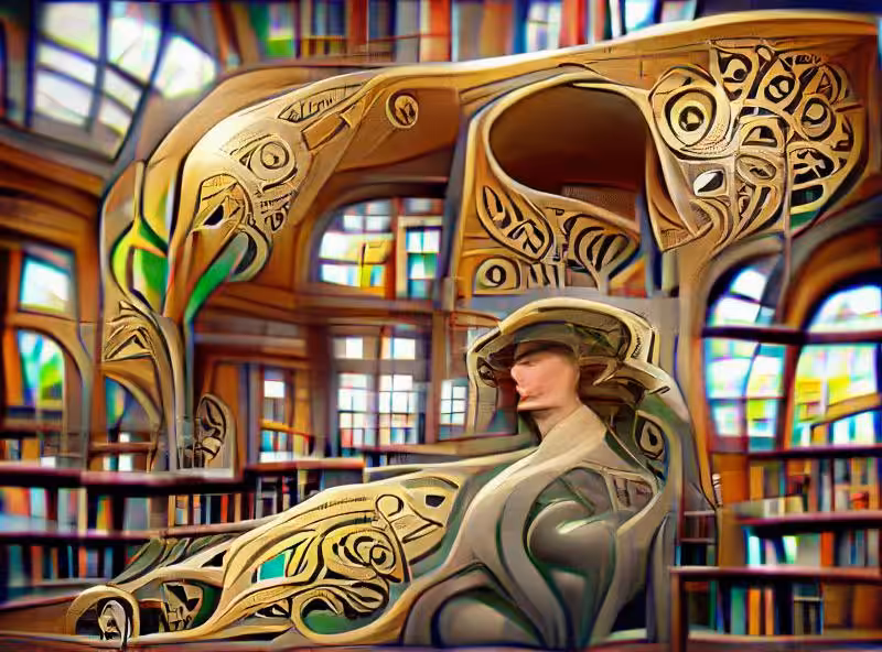 Abraham's First Works: art nouveau library
