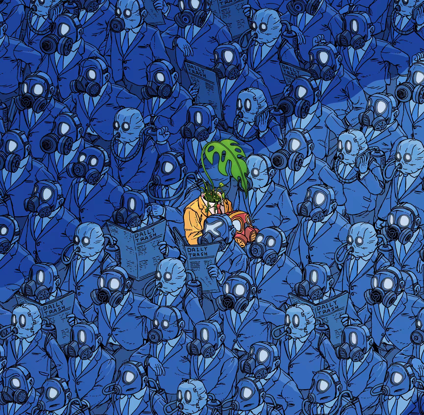 Masked Workers - Original Illustration