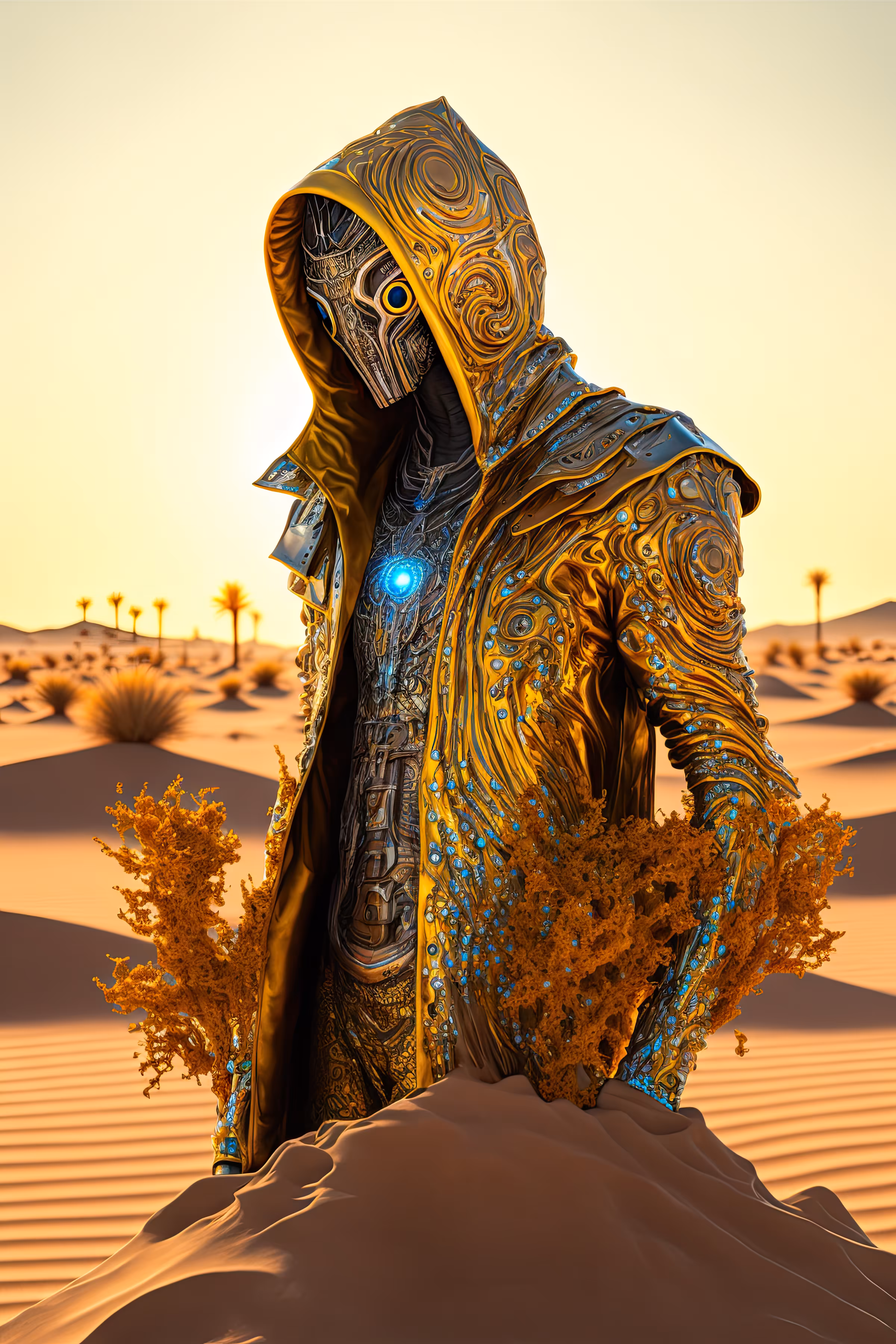 //// Alchemic Gold and Turquoise Hooded Jacket ////