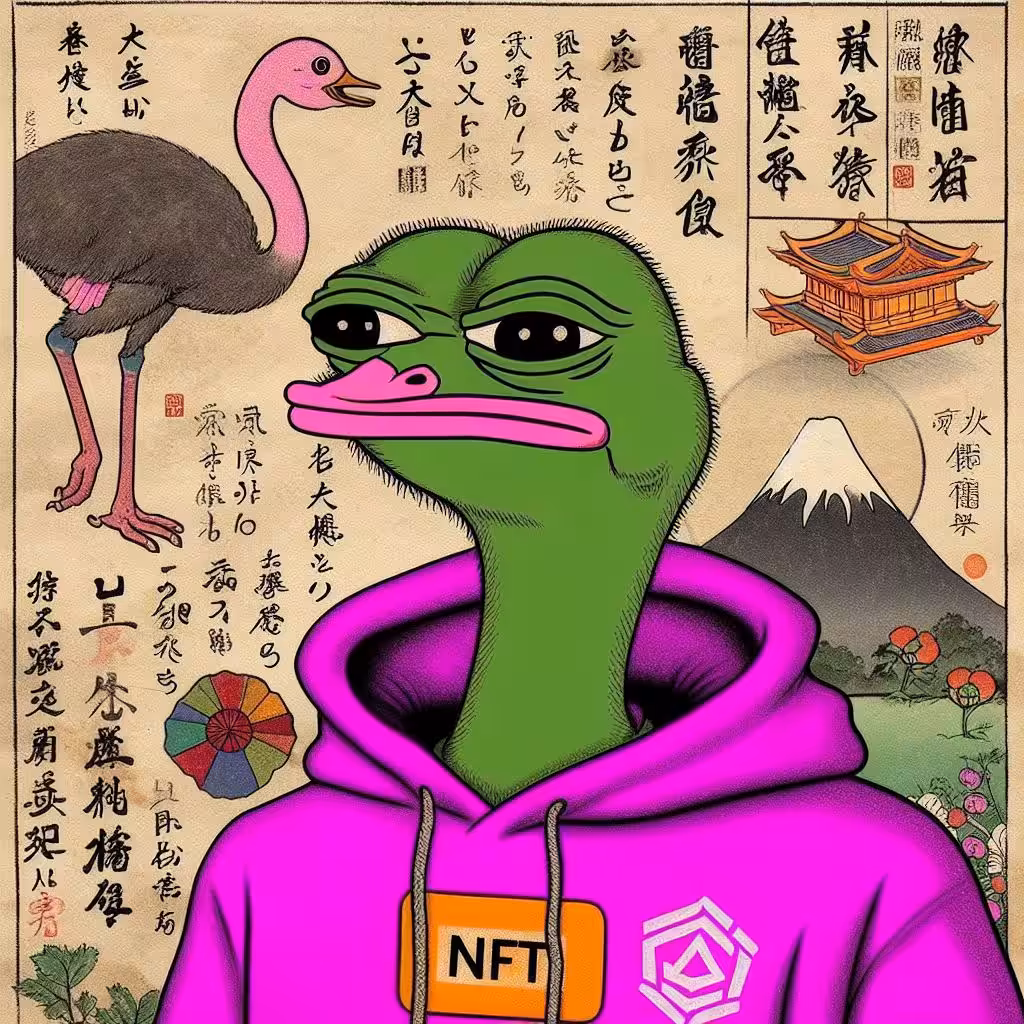 Ostrich with purple hoodie