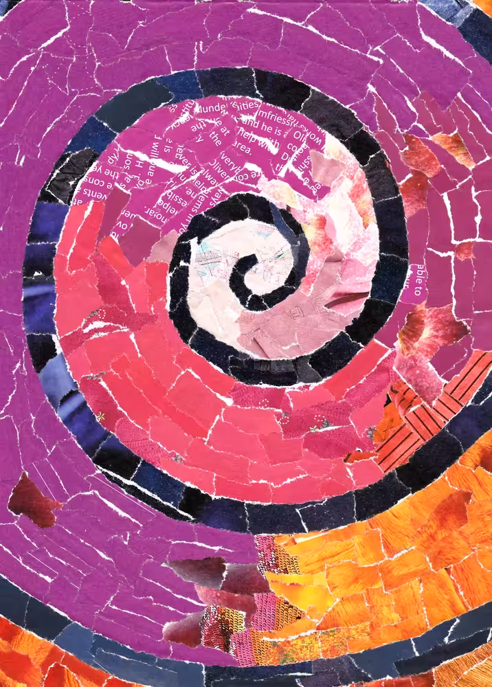 Pink, Blue, Orange Spiral