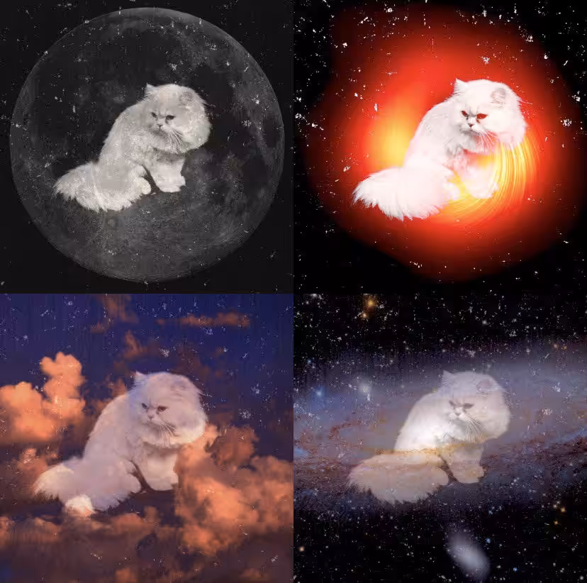 Four Felines Floating in Freefall