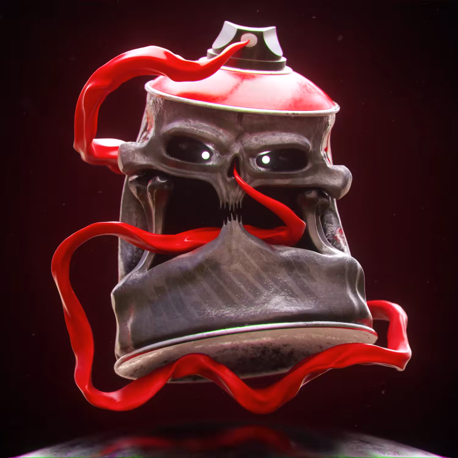 RED SpraySkullCan #001
