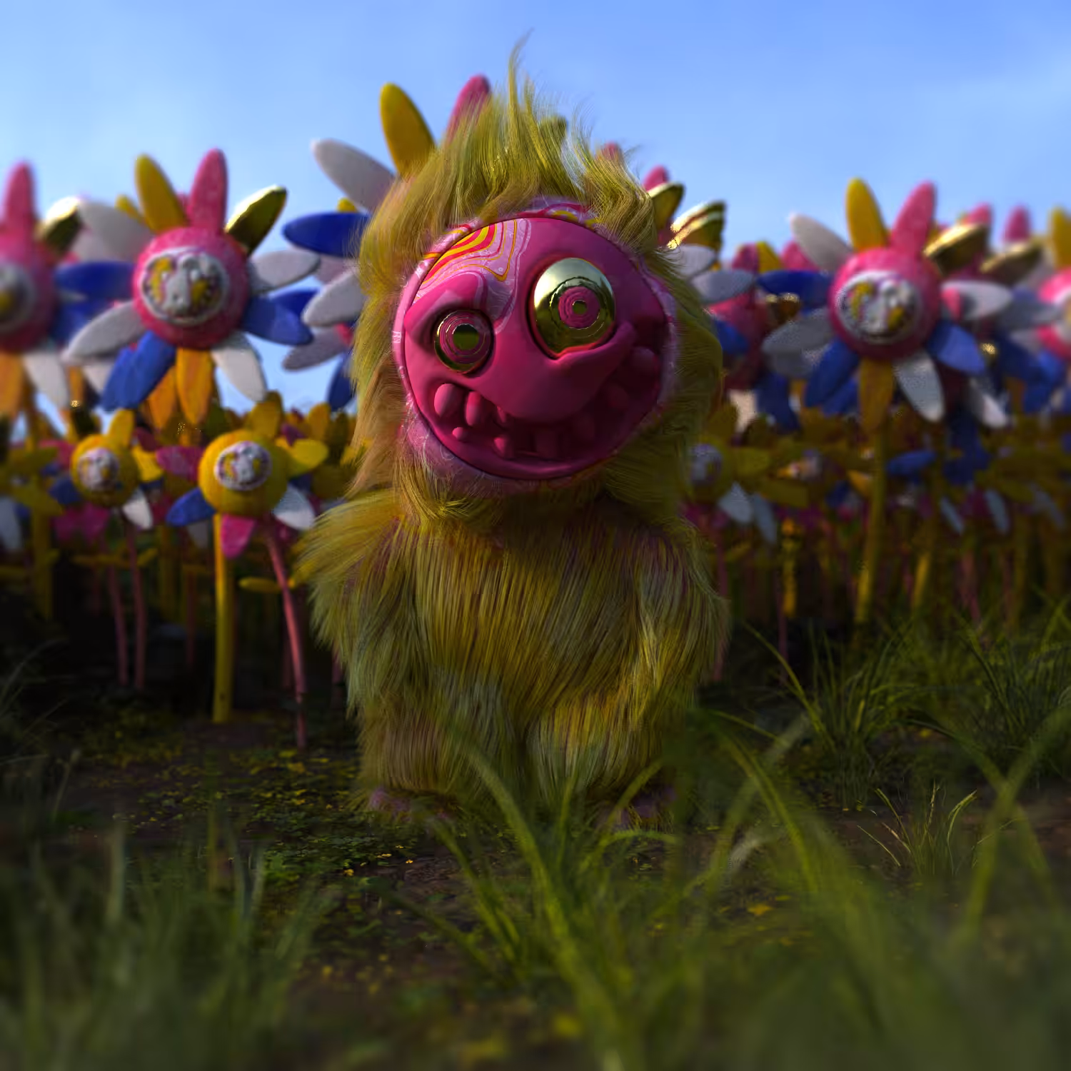 Oddyn in a field of flowers
