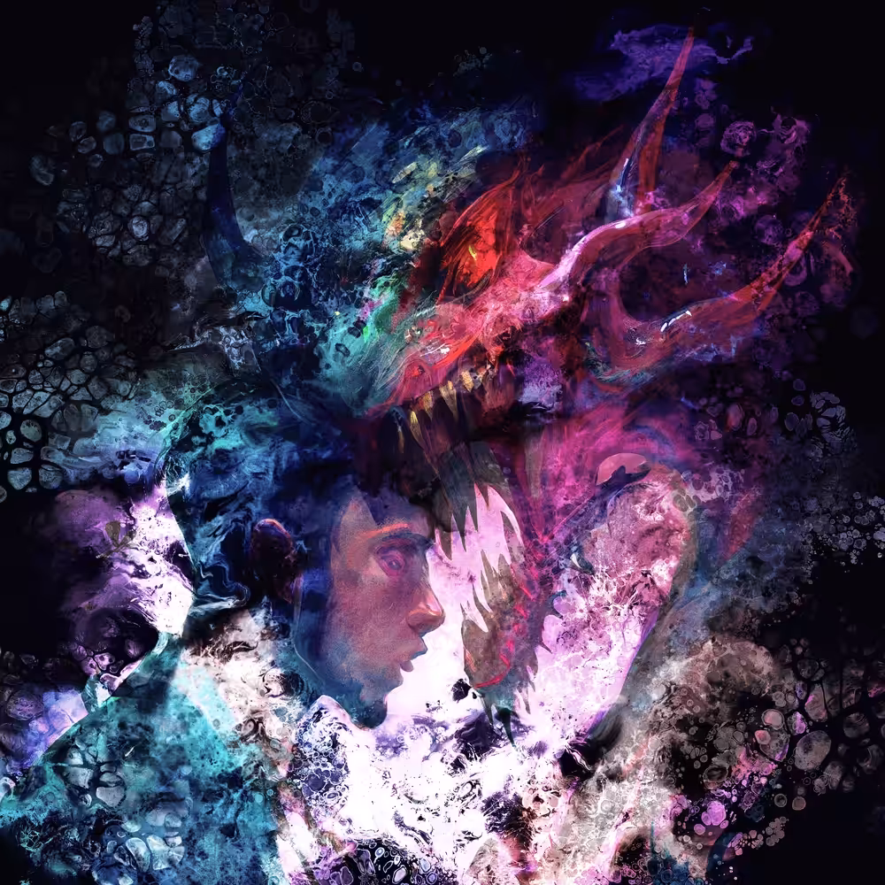 Emotion. delusional, self-harm, Hurt, Acrylic Pour